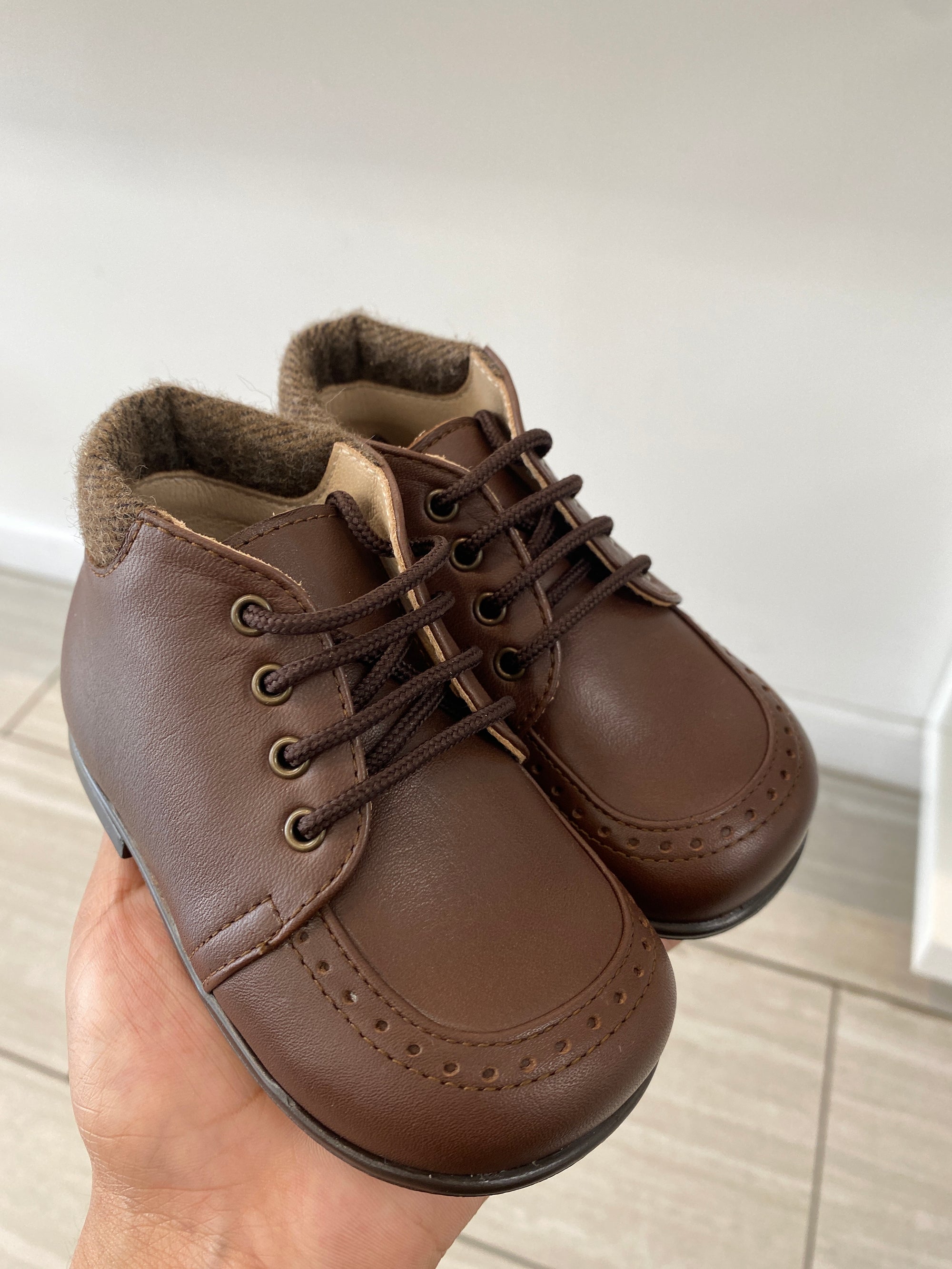 Beberlis Dark Brown Perf Baby Bootie-Tassel Children Shoes