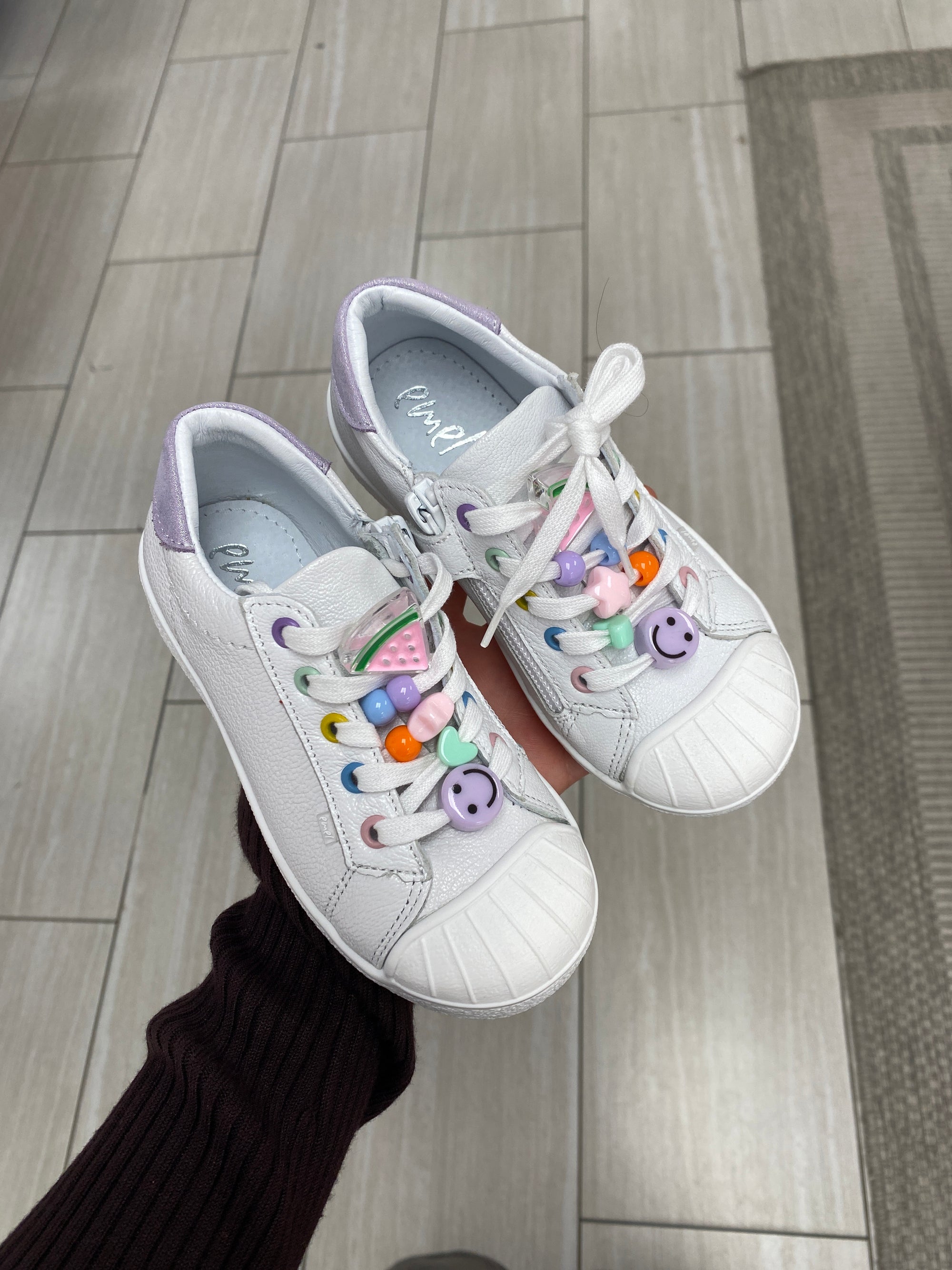 Emel White Charm Sneaker-Tassel Children Shoes
