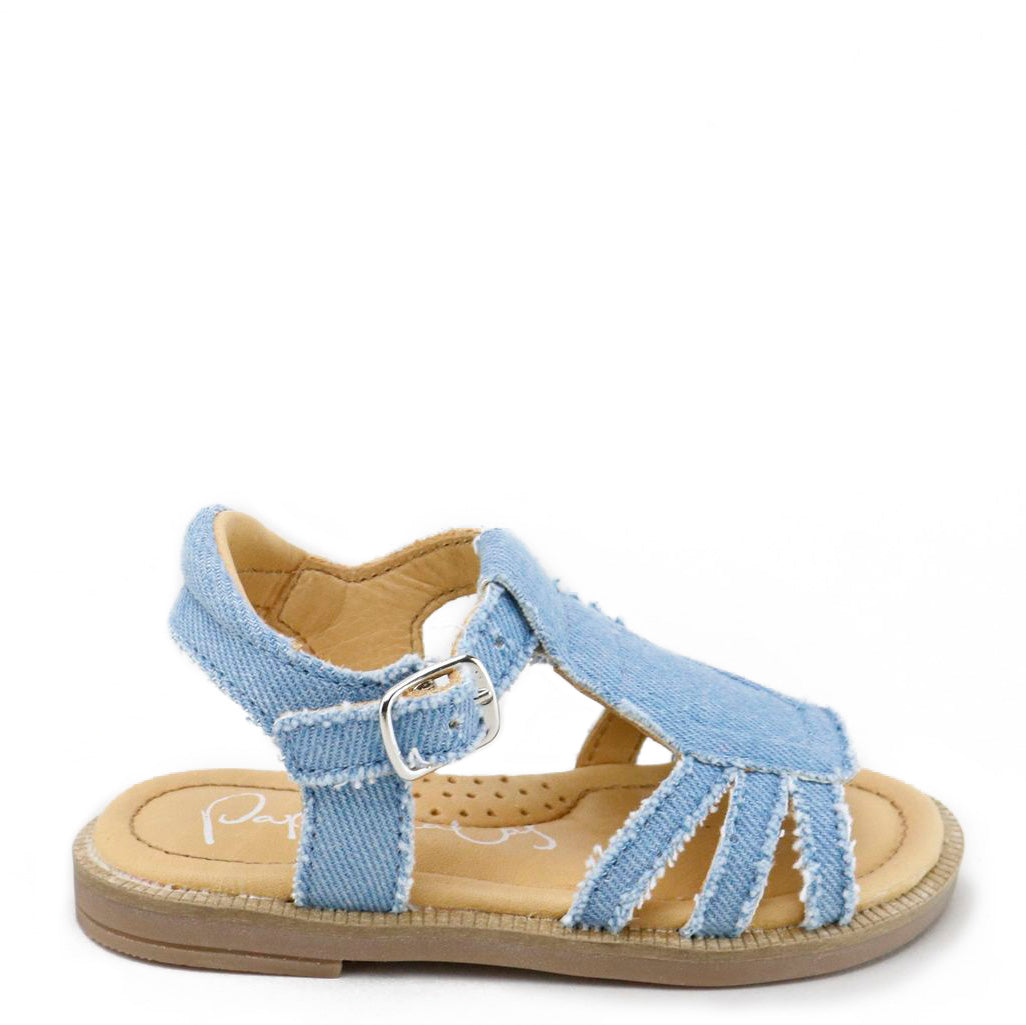 Papanatas Denim T Strap Sandal-Tassel Children Shoes