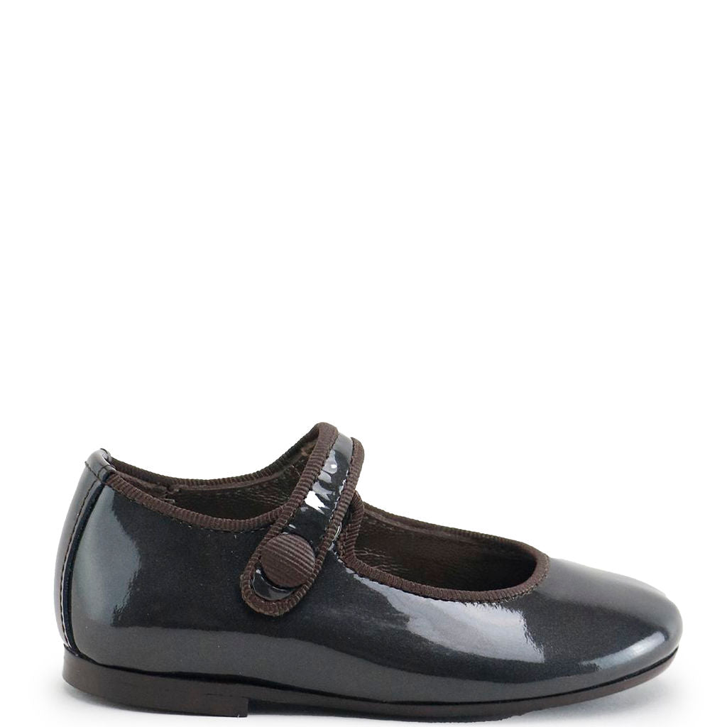 Papanatas Charcoal Patent Mary Jane-Tassel Children Shoes
