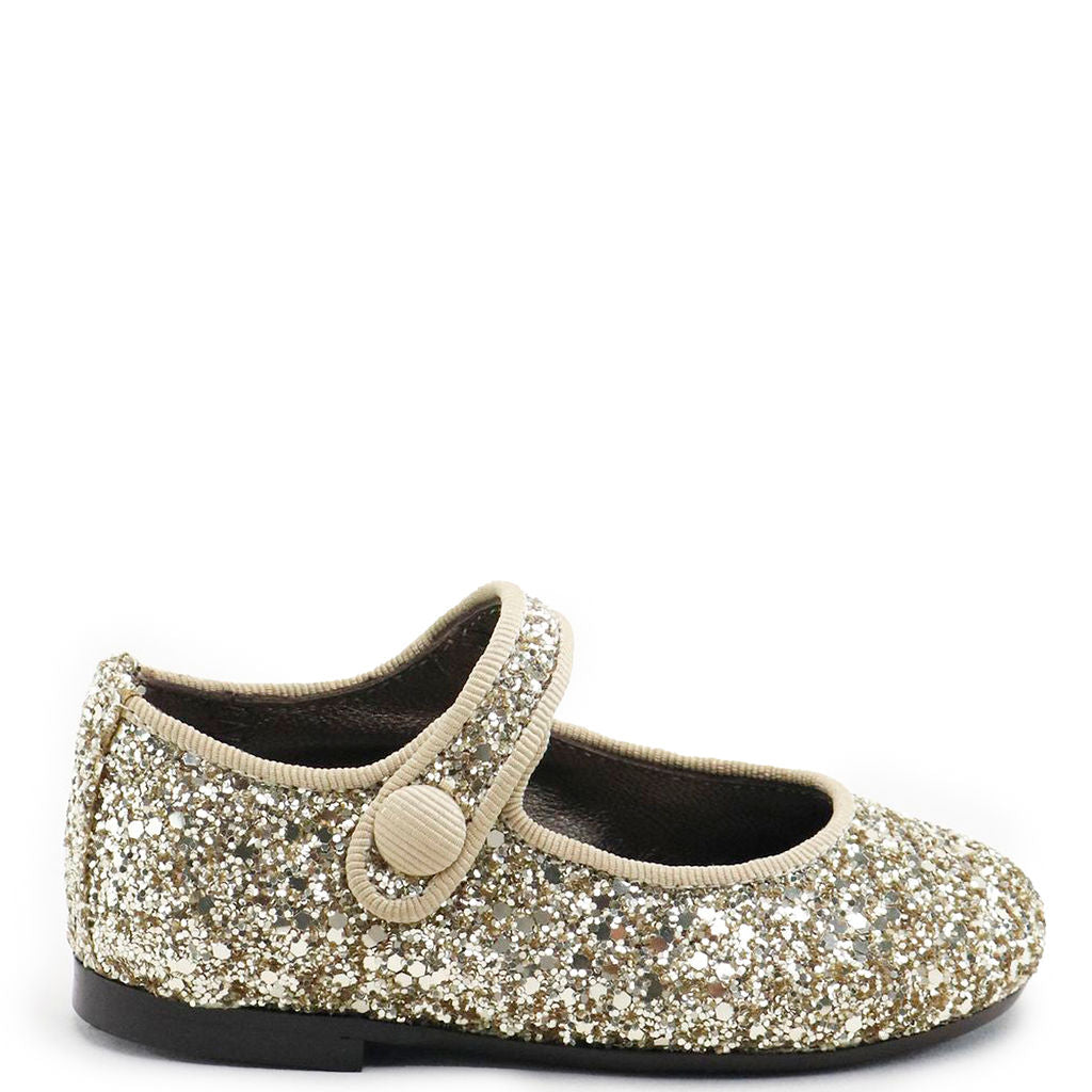 Papanatas Champagne Glitter Mary Jane-Tassel Children Shoes