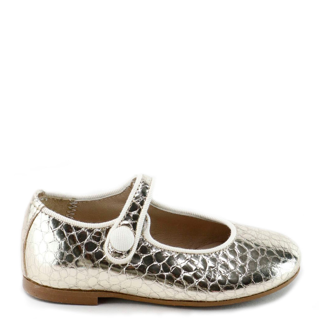 Papanatas Gold Metallic Croc Mary Jane-Tassel Children Shoes