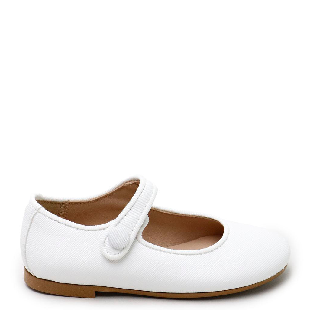 Papanatas White Textured Mary Jane-Tassel Children Shoes