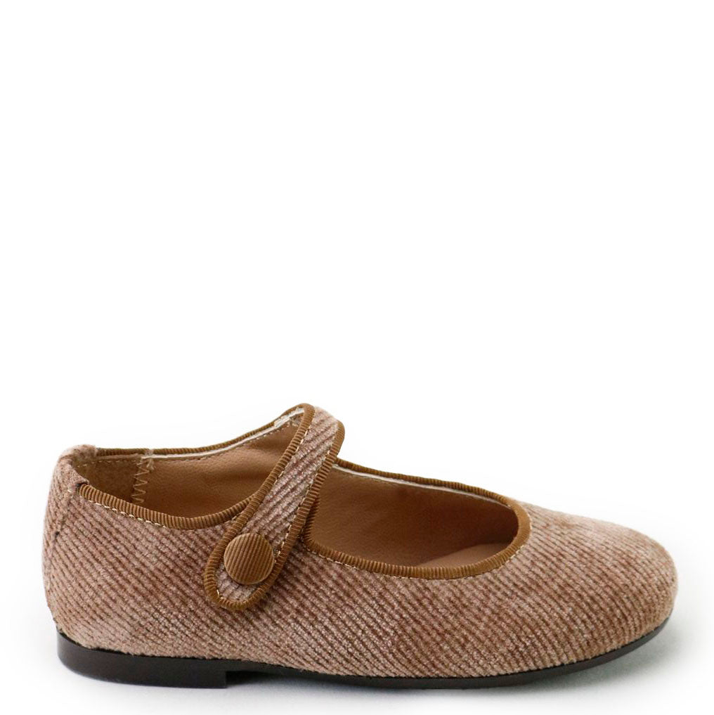 Papanatas Light Brown Wool Mary Jane-Tassel Children Shoes