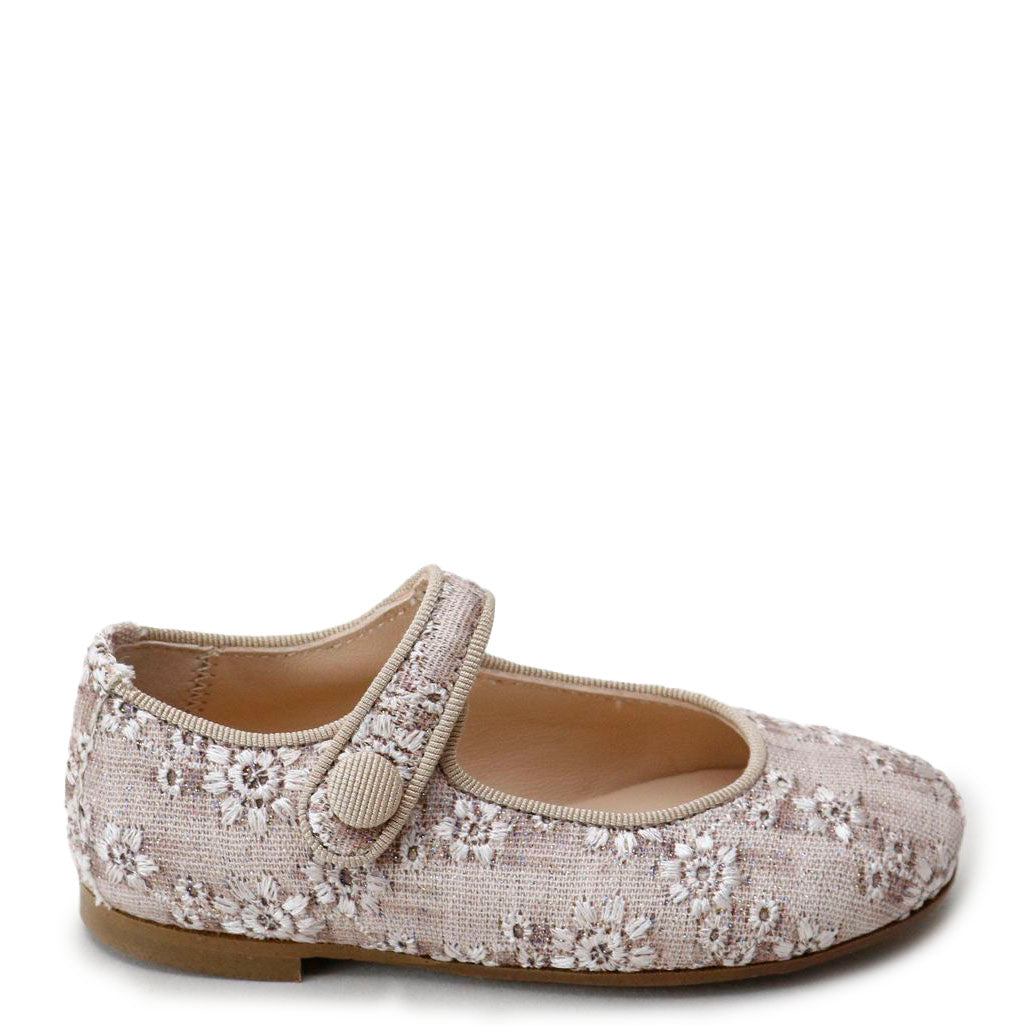 Papanatas Pale Rose Floral Mary Jane-Tassel Children Shoes