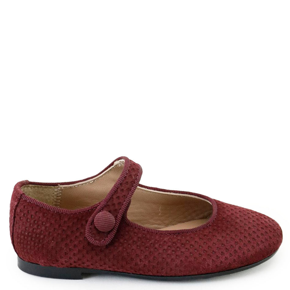 Papanatas Wine Stamped Mary Jane-Tassel Children Shoes