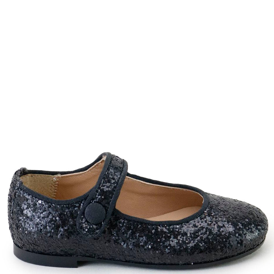 Papanatas Black Sparkle Mary Jane-Tassel Children Shoes