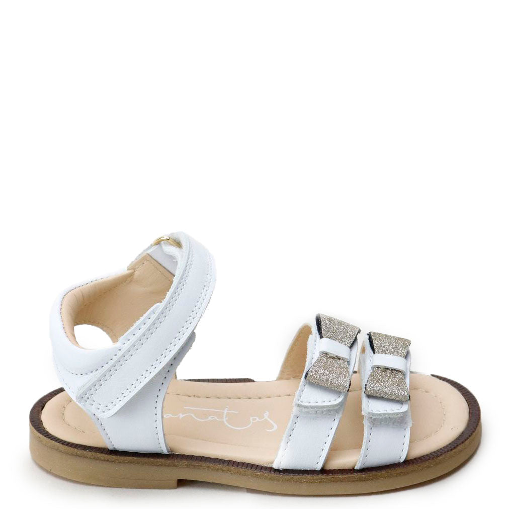 Papanatas White Double Bow Baby Sandal-Tassel Children Shoes
