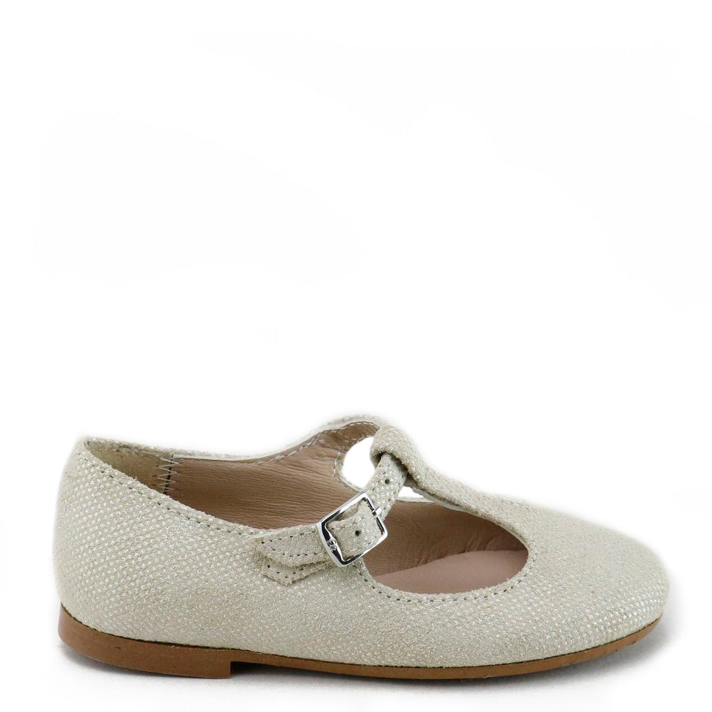 Papanatas Beige Dotted T Strap Mary Jane-Tassel Children Shoes