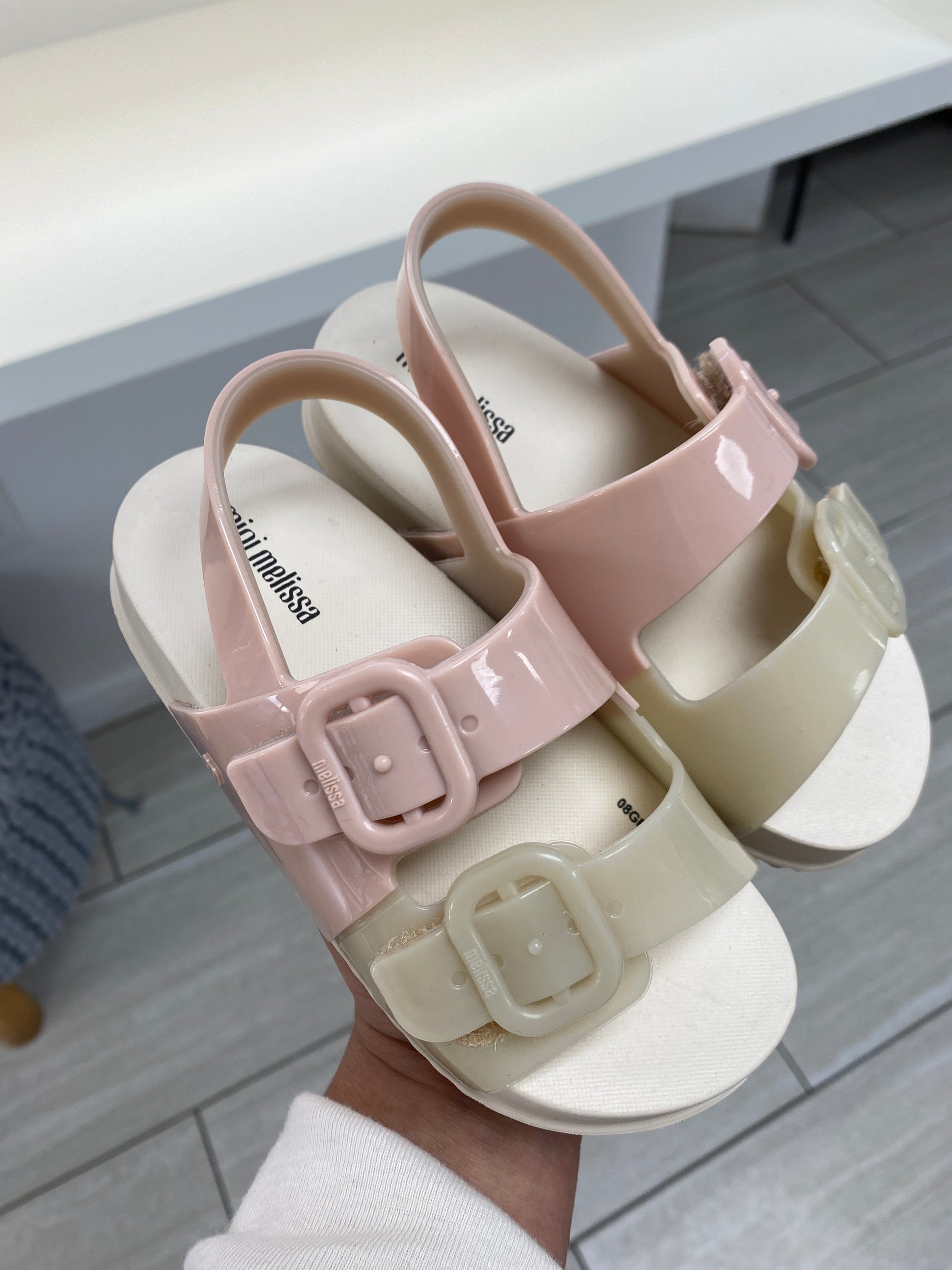 Mini Melissa Pink and Beige Cozy Sandal-Tassel Children Shoes