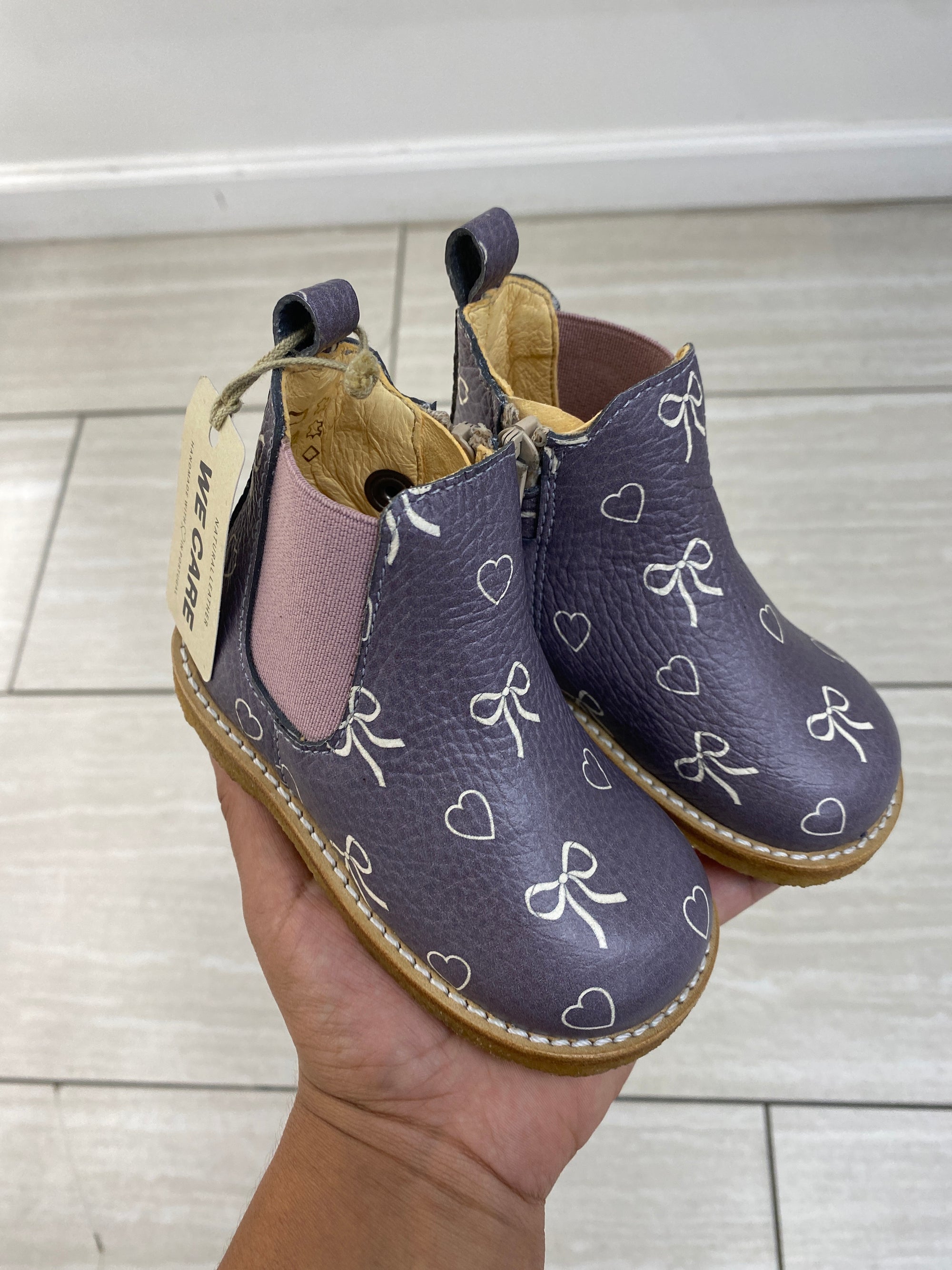 Angulus Lavender Heart Boot-Tassel Children Shoes