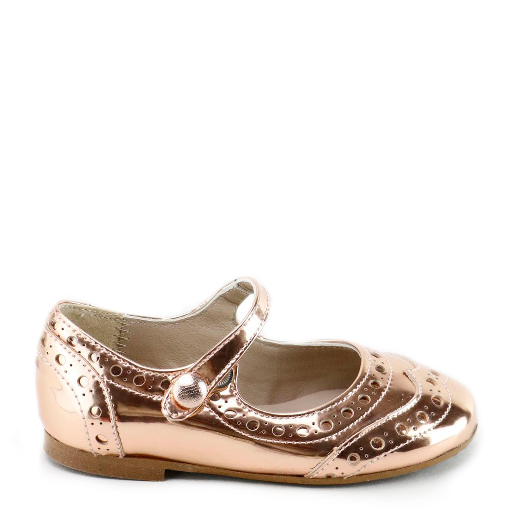 Papanatas Mirror Salmon Wingtip Mary Jane-Tassel Children Shoes
