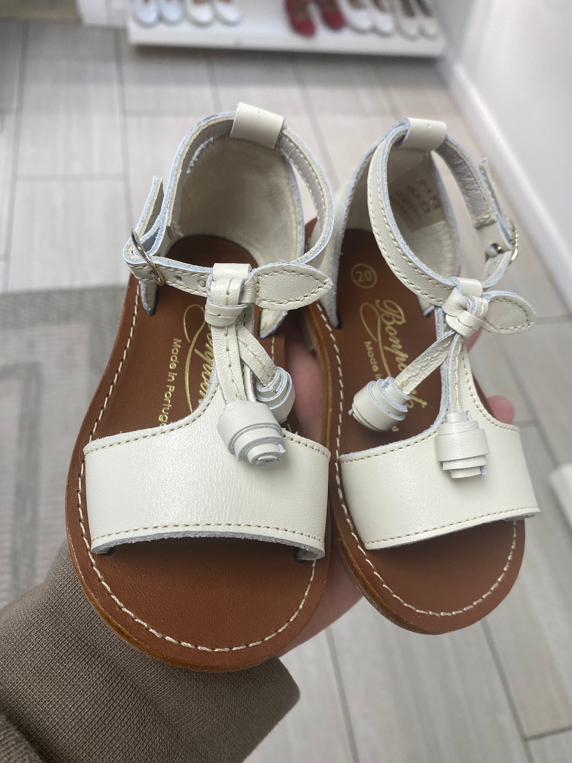 Bonpoint Cream Cherry Tassel Elmas Baby Sandal-Tassel Children Shoes