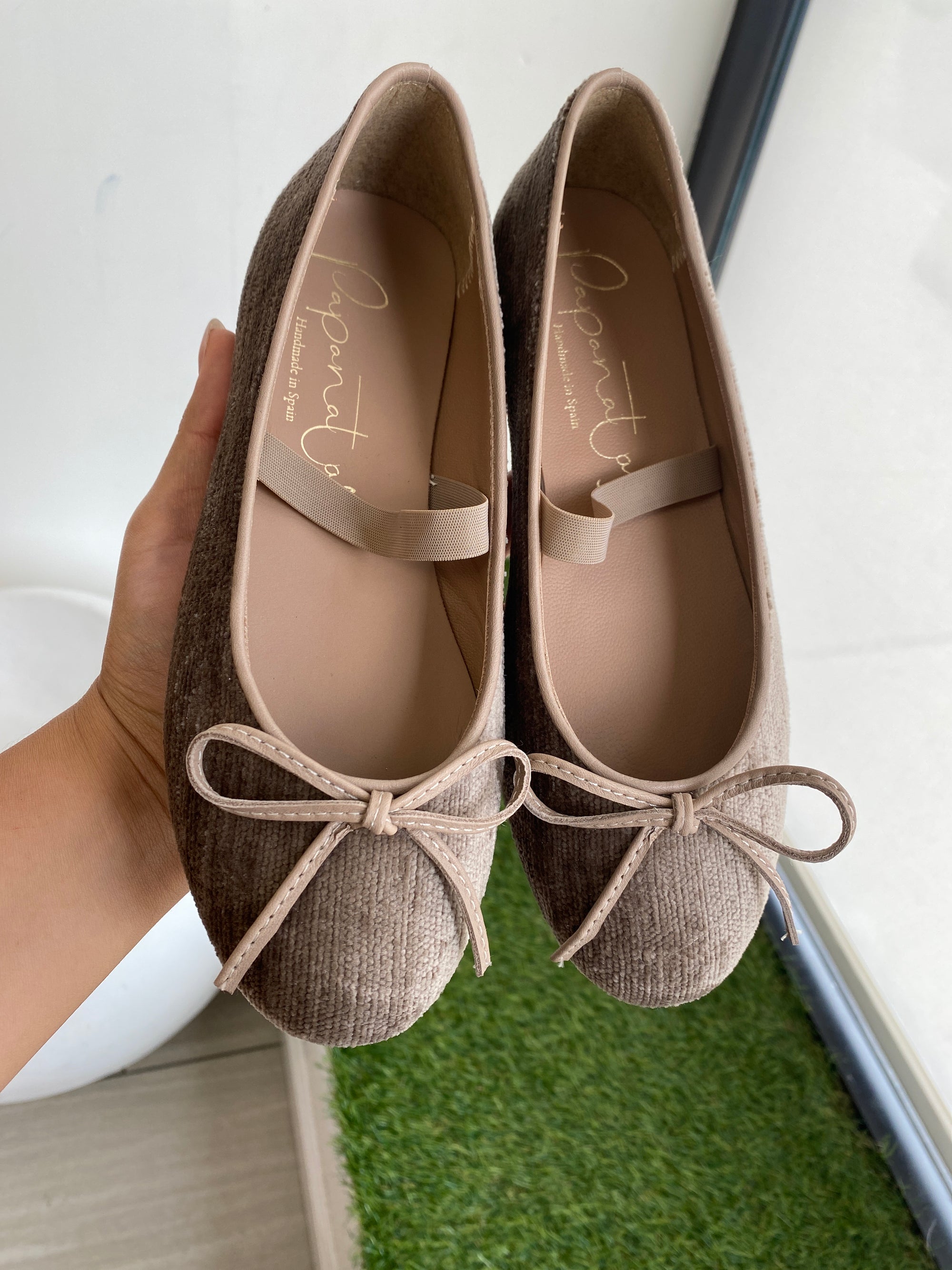 Papanatas Taupe Velvet Strap Flat-Tassel Children Shoes