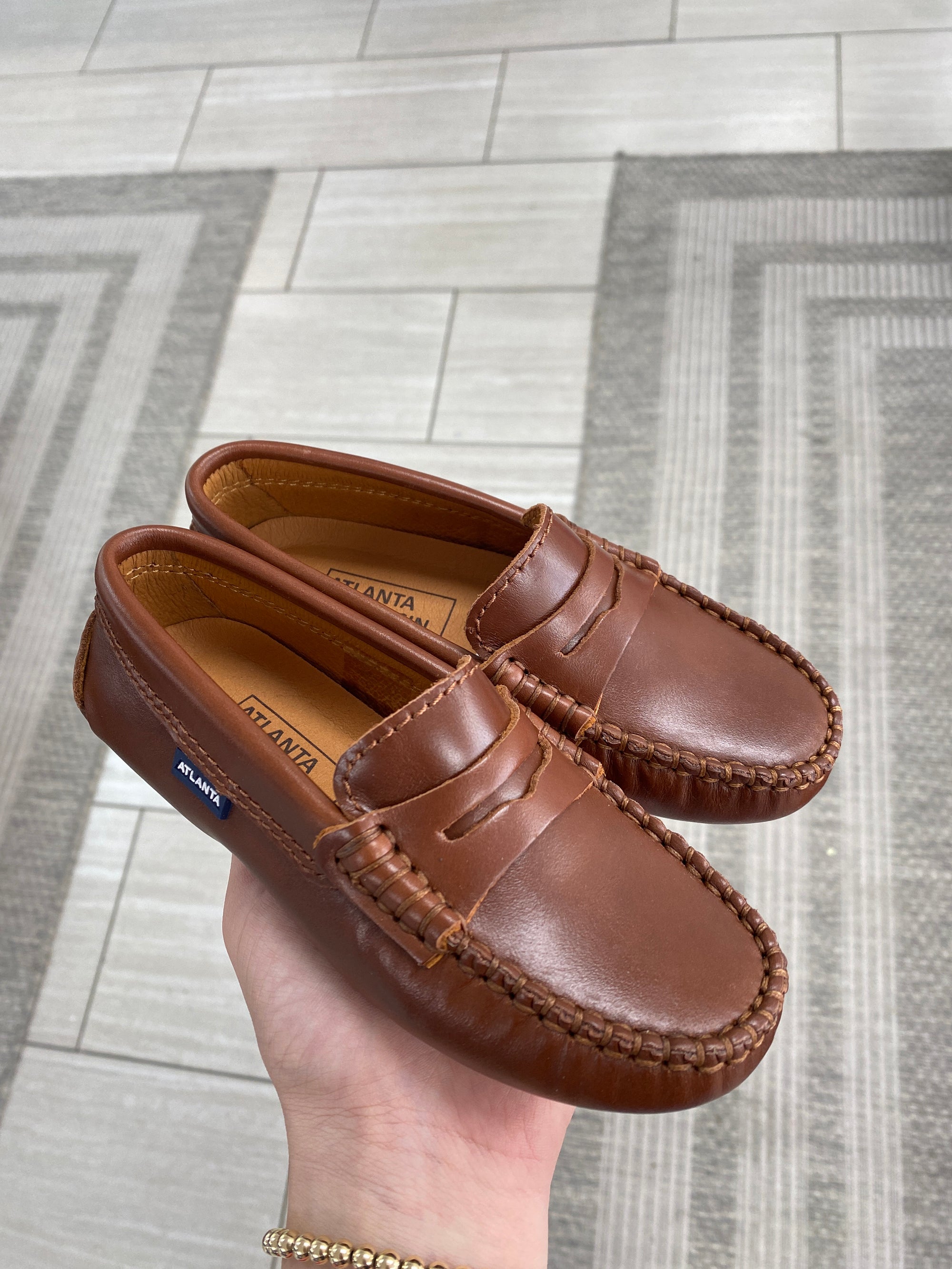 Atlanta Mocassin Camel Antik Penny Driver-Tassel Children Shoes