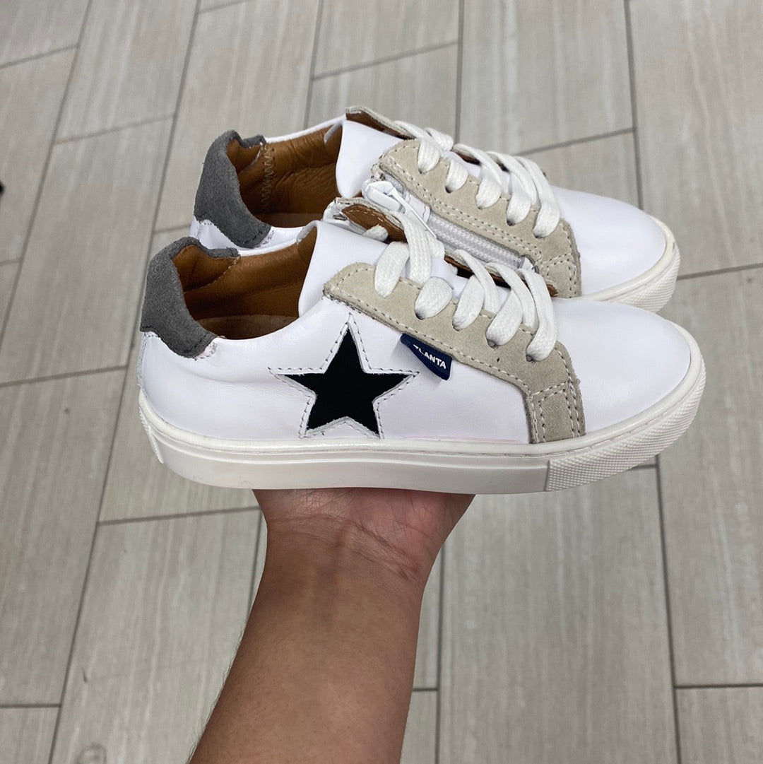 Atlanta Mocassin White and Black Star Sneaker-Tassel Children Shoes
