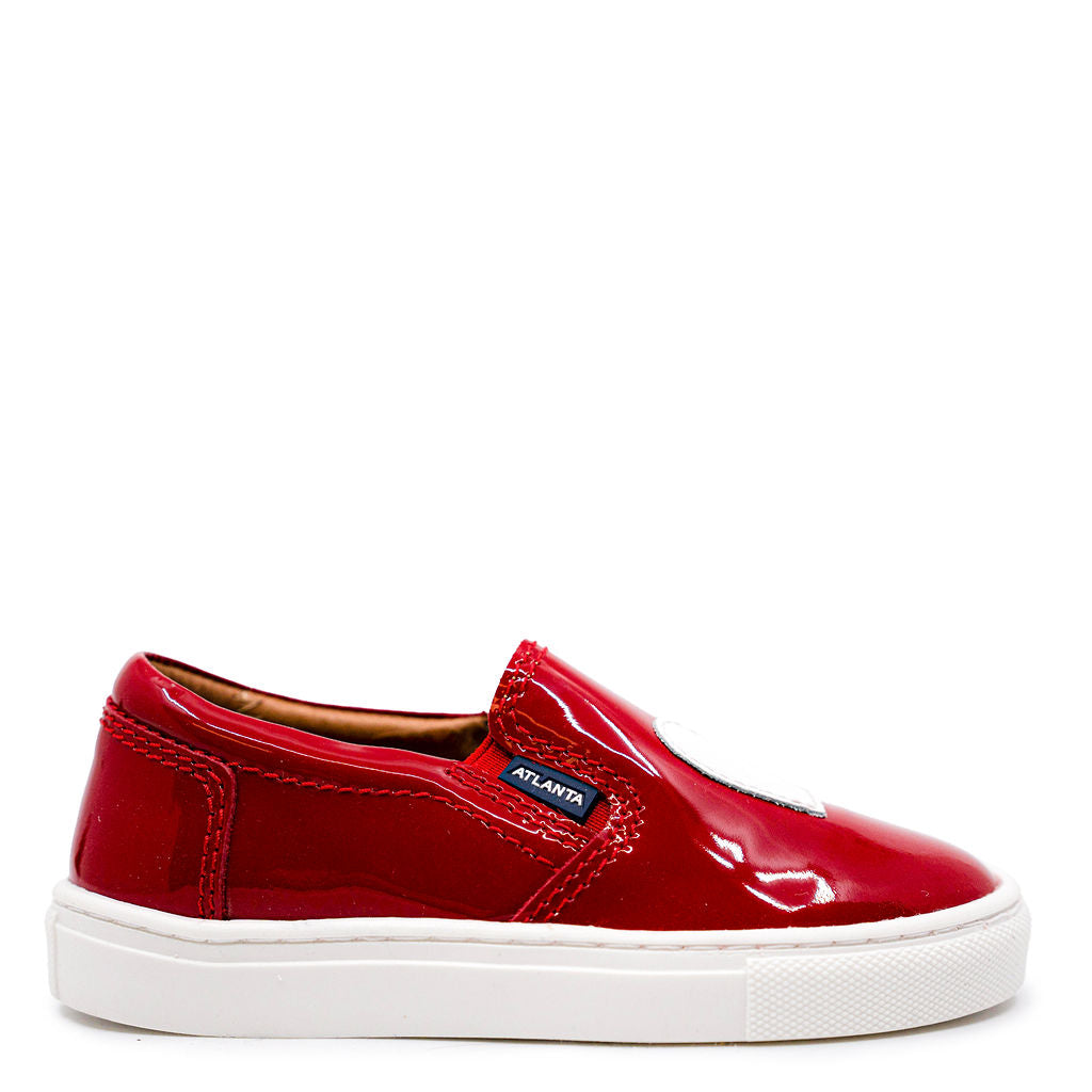 Atlanta Mocassin Red and White Heart Patent Sneaker-Tassel Children Shoes