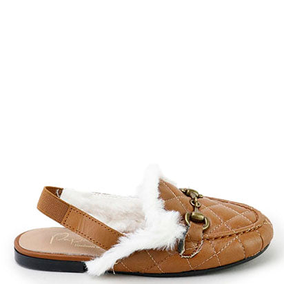 Papanatas Cuero Quilted Fur Slingback-Tassel Children Shoes