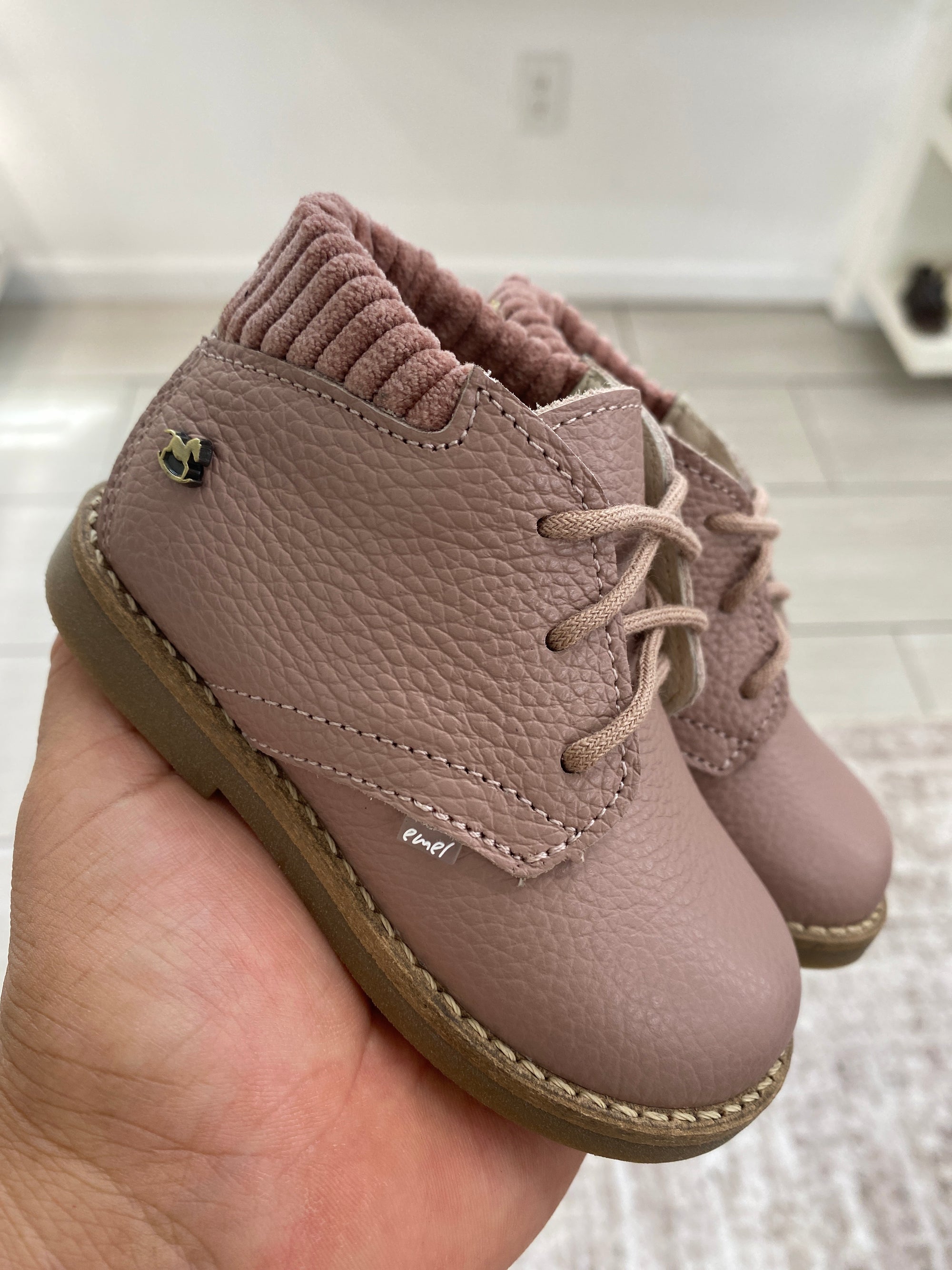 Emel Pink Cord Baby Bootie-Tassel Children Shoes
