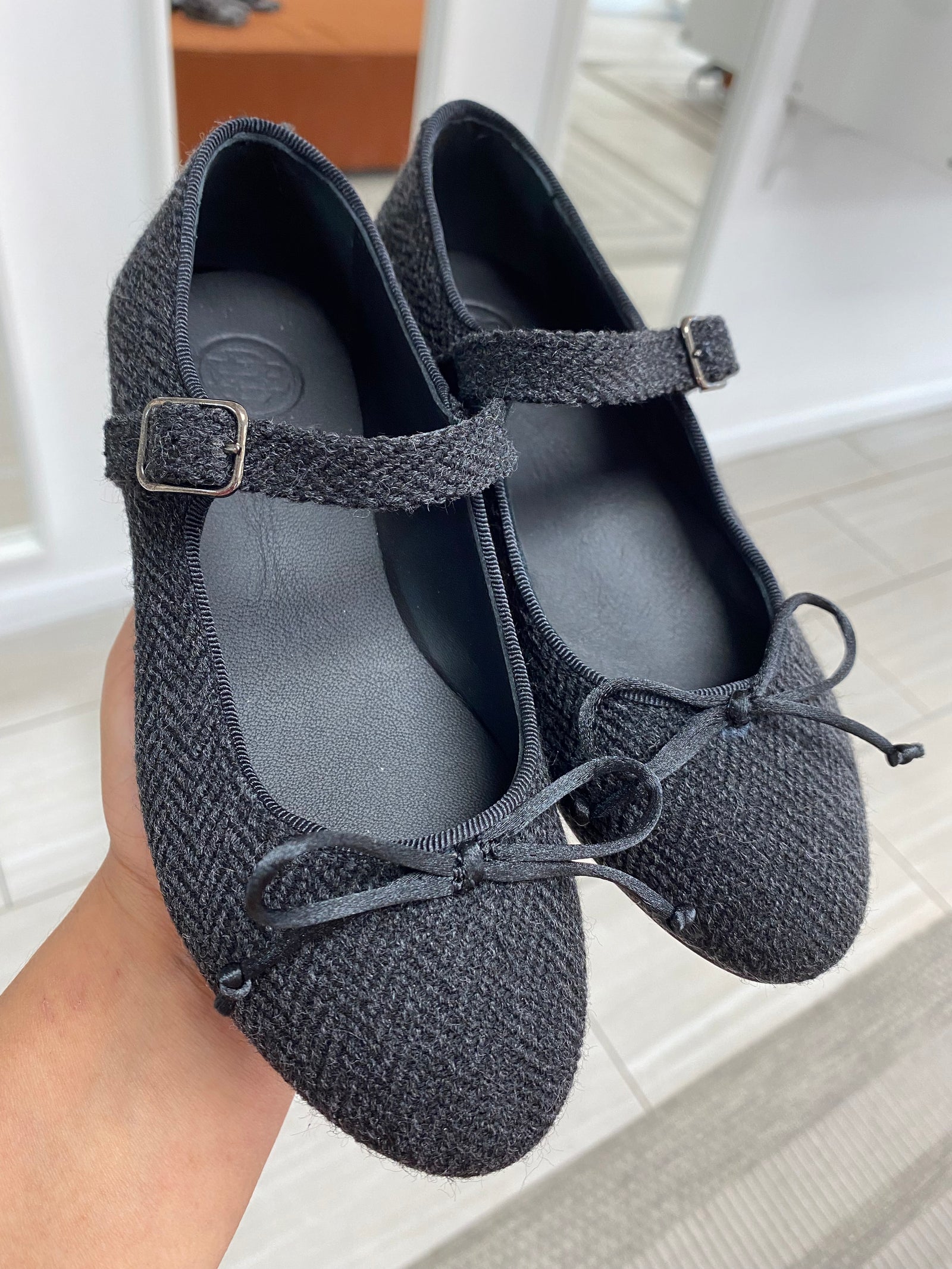 Blublonc Gray Herringbone Mary Jane-Tassel Children Shoes