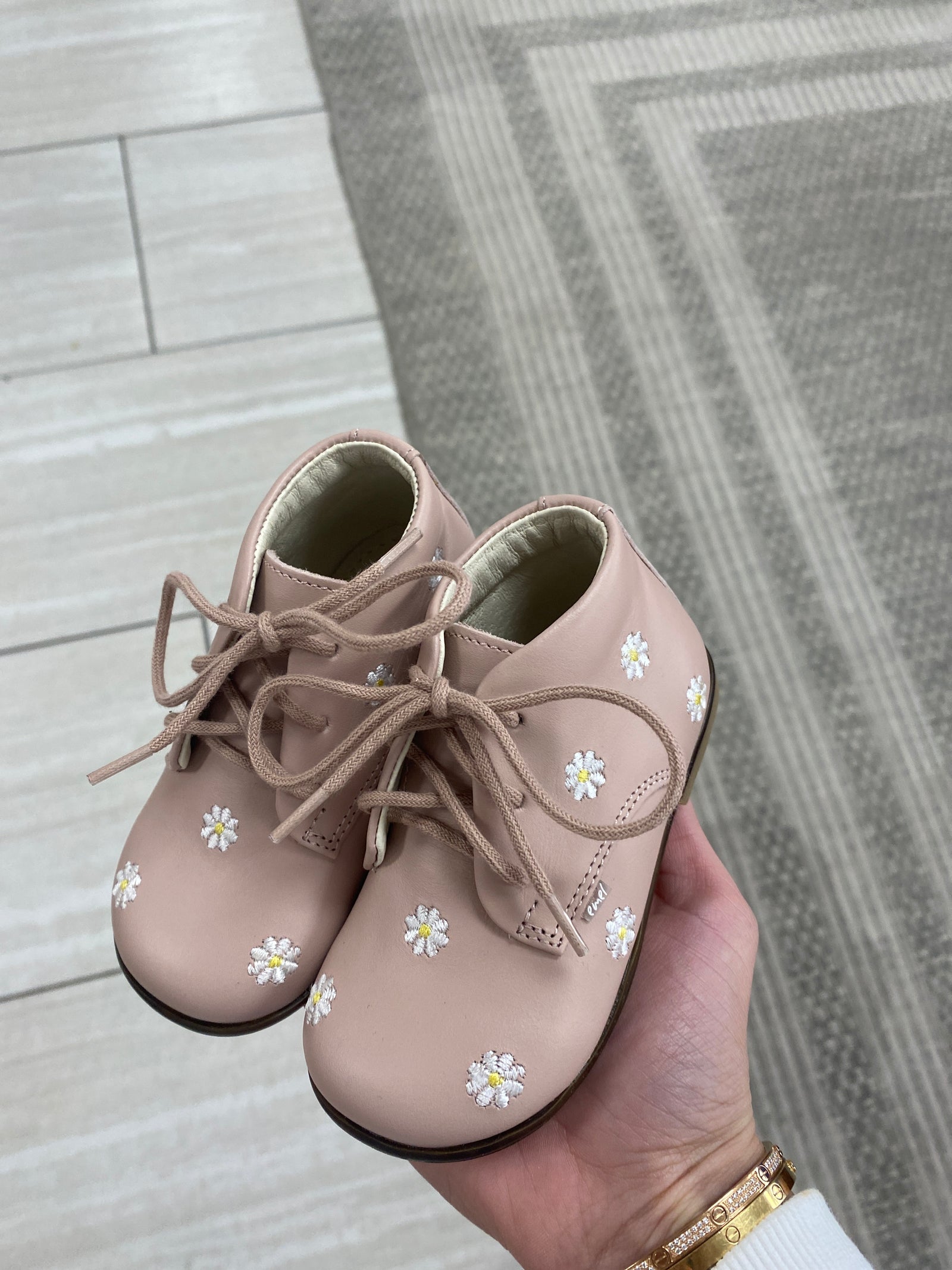 Emel Pink Daisy Baby Bootie-Tassel Children Shoes