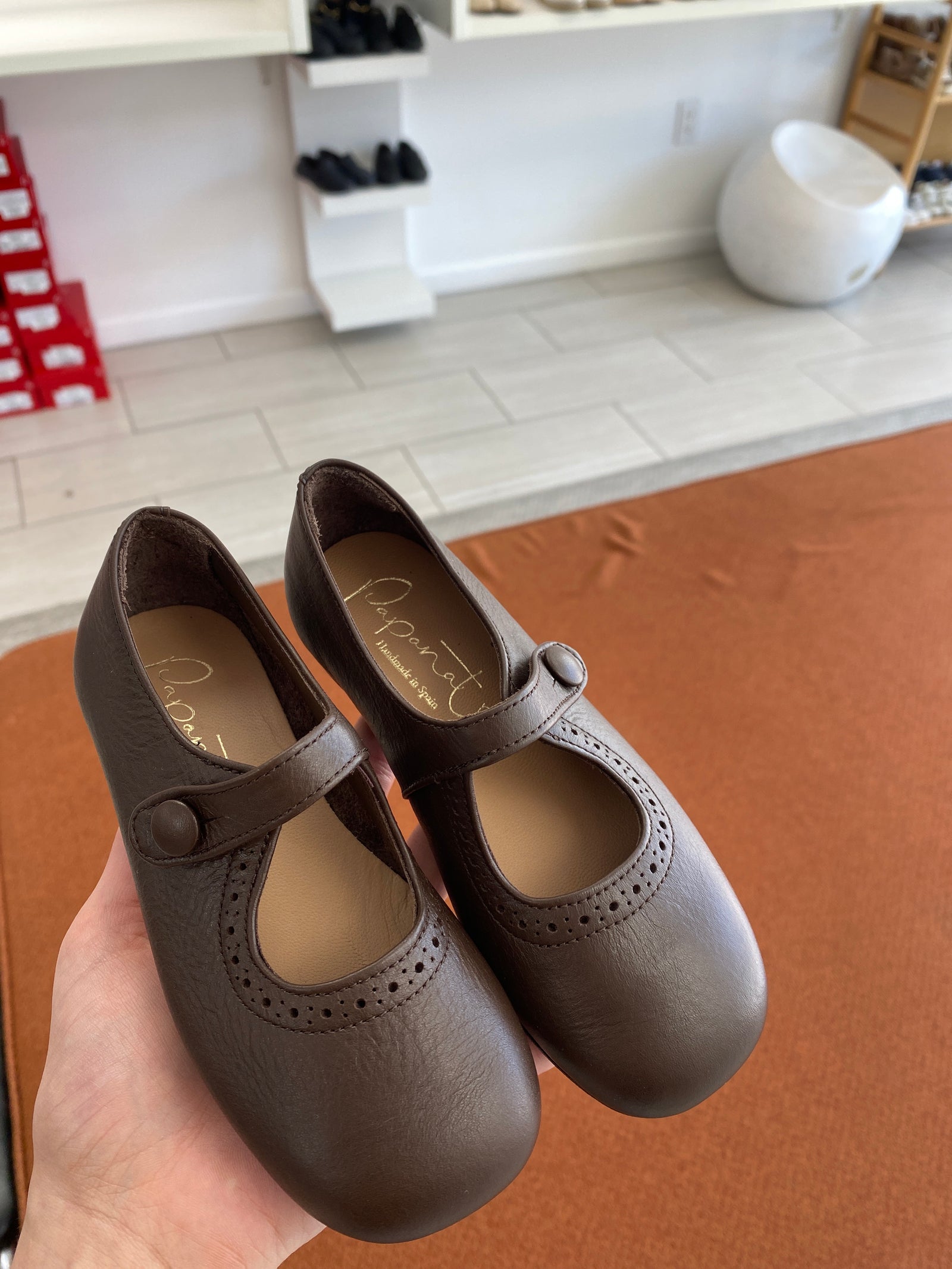 Papanatas Chocolate Perf Mary Jane-Tassel Children Shoes