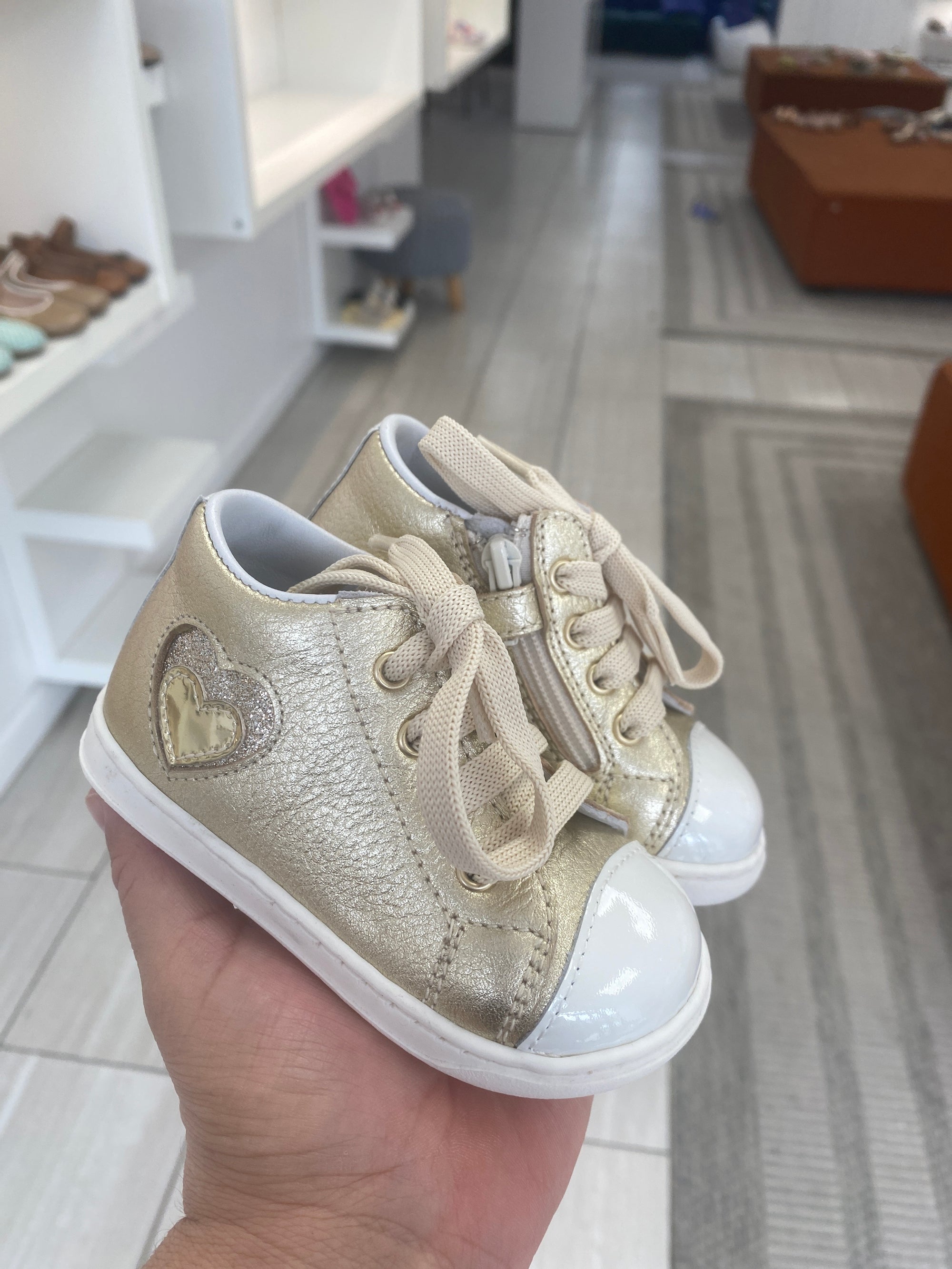 Beberlis Gold Heart Baby Lace Sneaker-Tassel Children Shoes