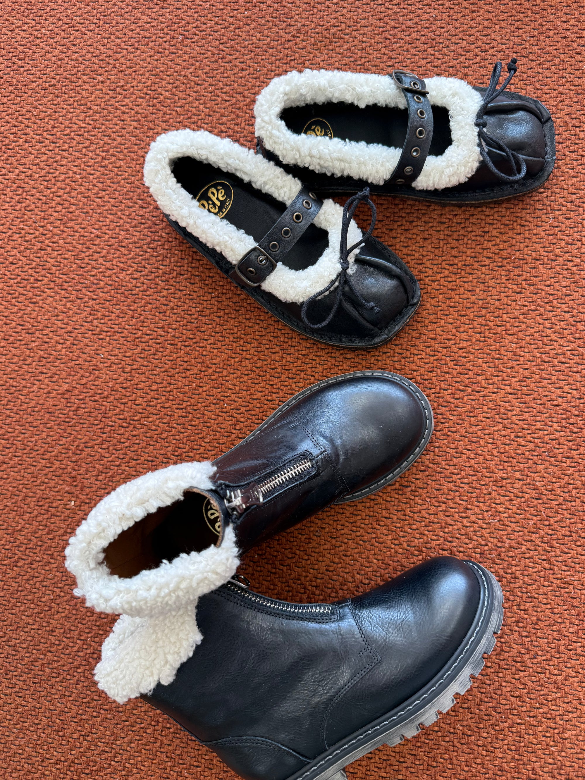 Pepe Black and Ivory Fur Zipper Boot