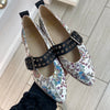 Blublonc Floral Printed Pointed Buckle Shoe-Tassel Children Shoes