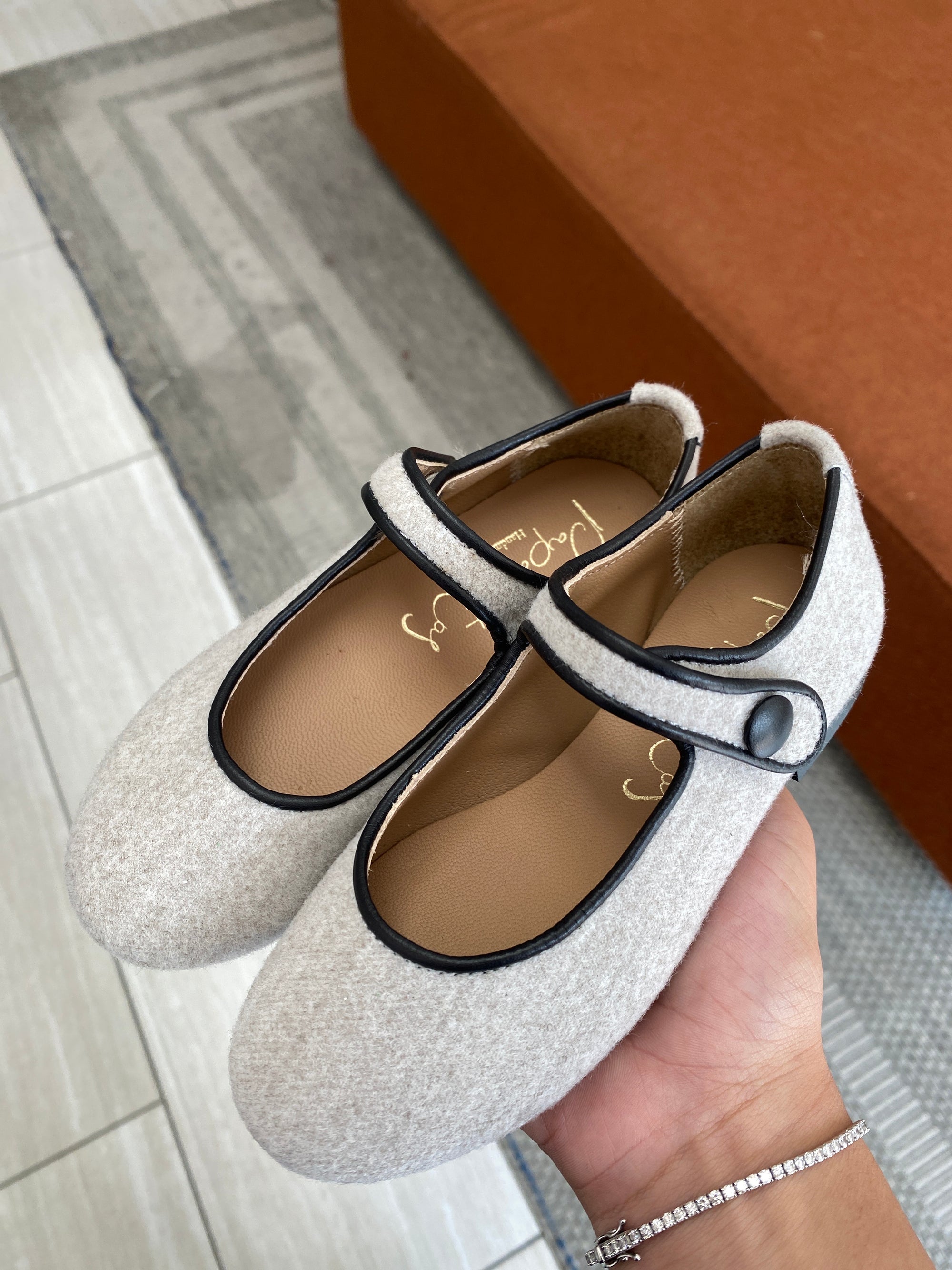 Papanatas White Wool Mary Jane-Tassel Children Shoes