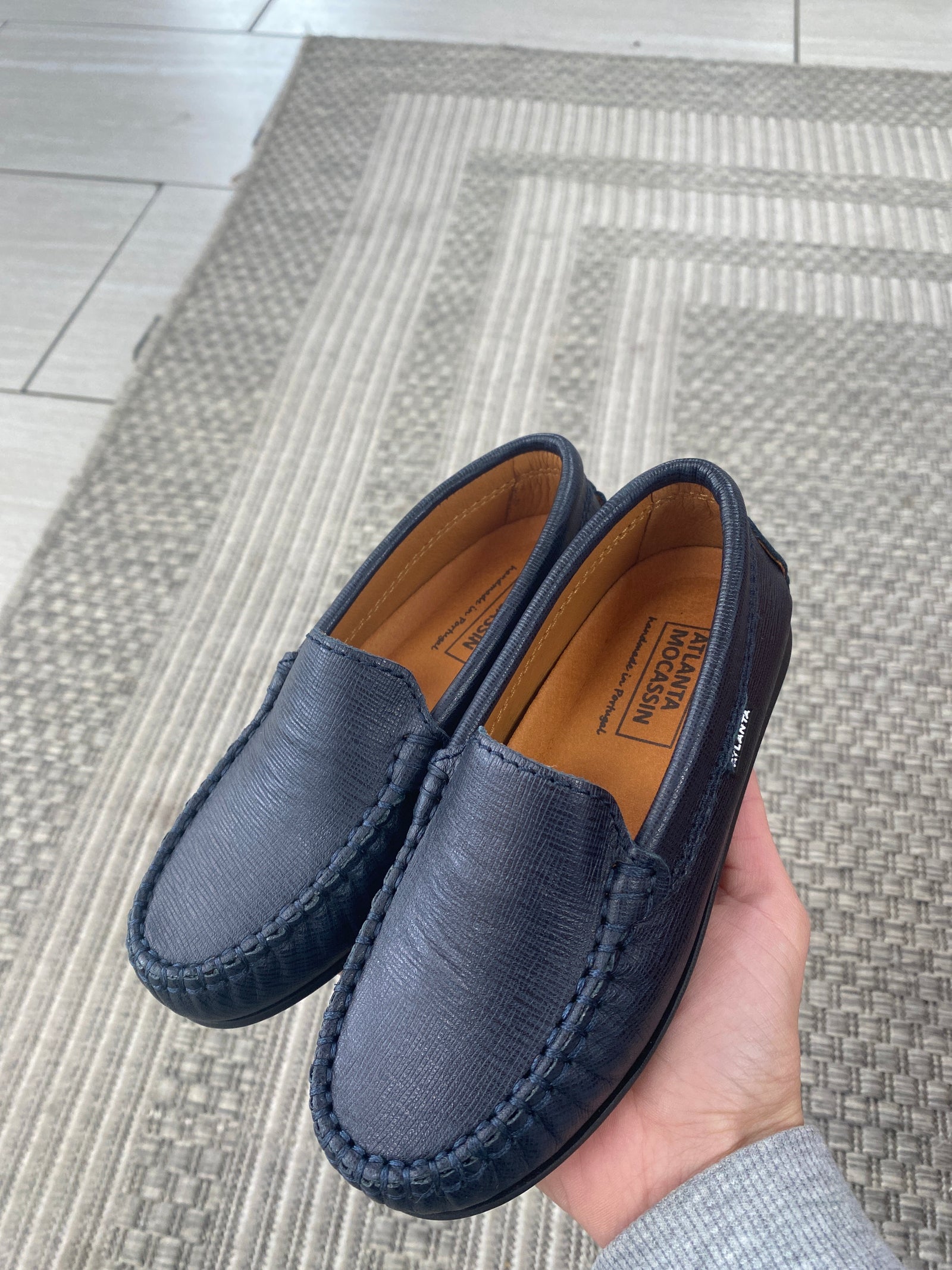 Atlanta Mocassin Dark Navy Textured Loafer-Tassel Children Shoes