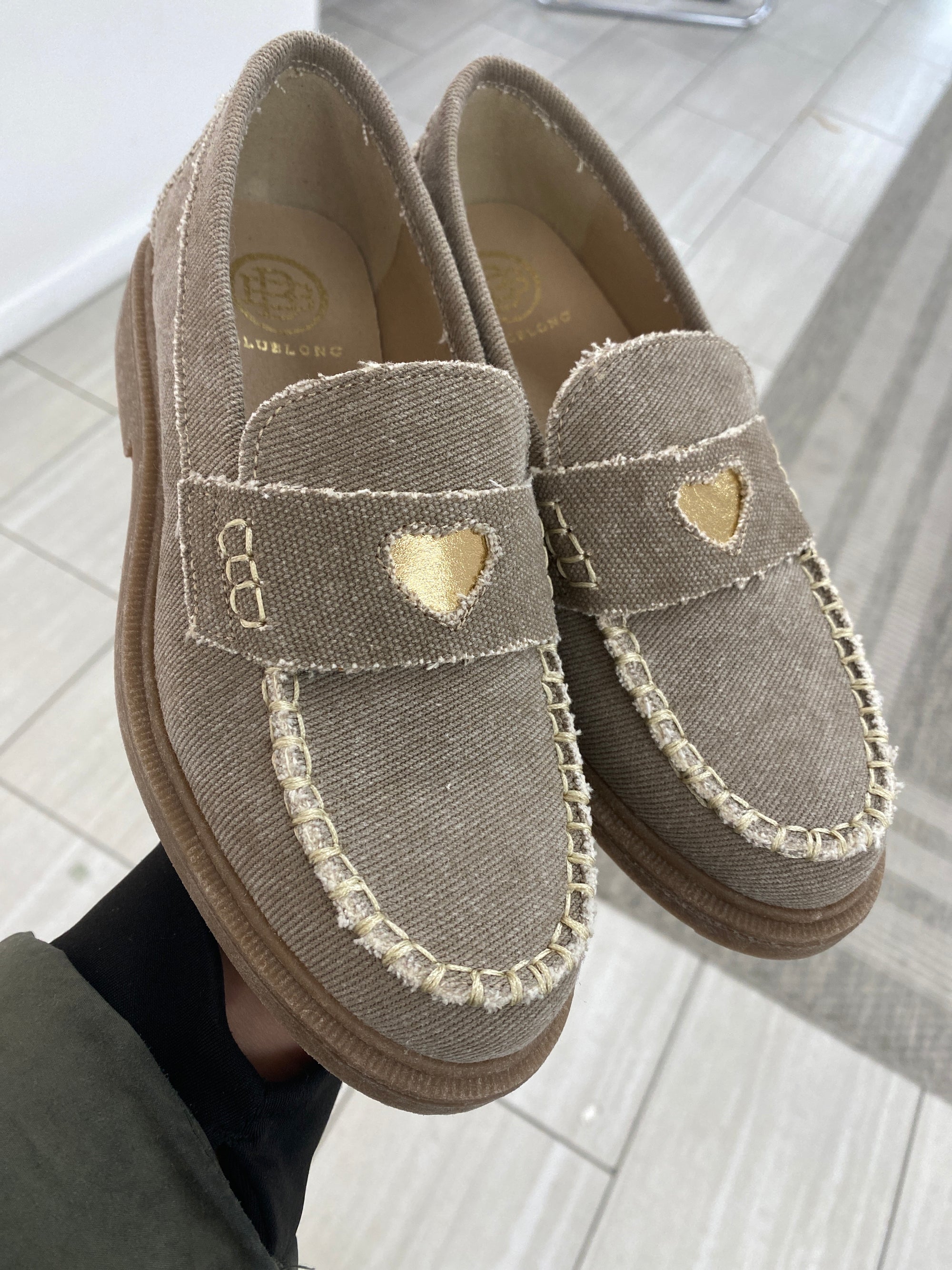 Blublonc Toasted Twill Heart Penny Loafer-Tassel Children Shoes