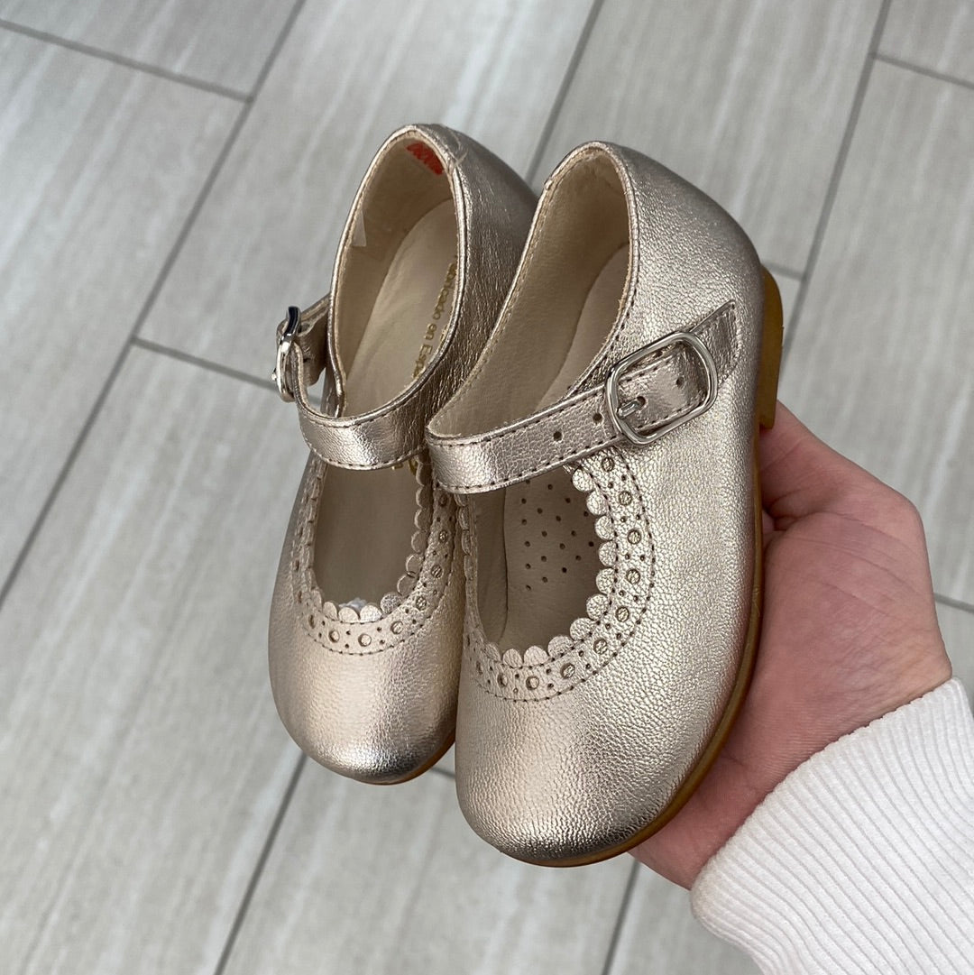 Beberlis Champagne Scalloped Baby Mary Jane-Tassel Children Shoes