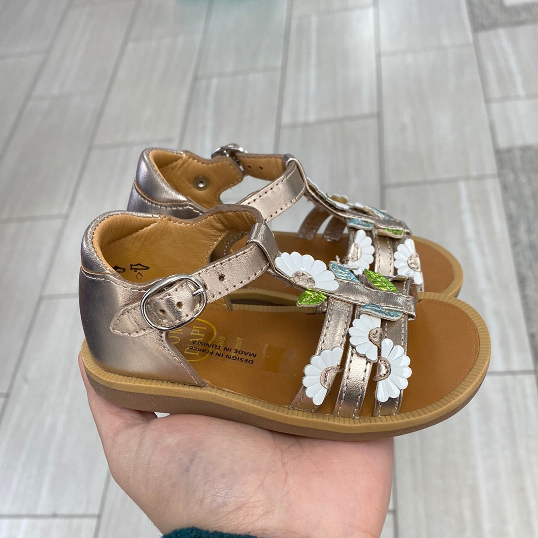 Pom D'Api Champagne Flower Baby Sandal-Tassel Children Shoes