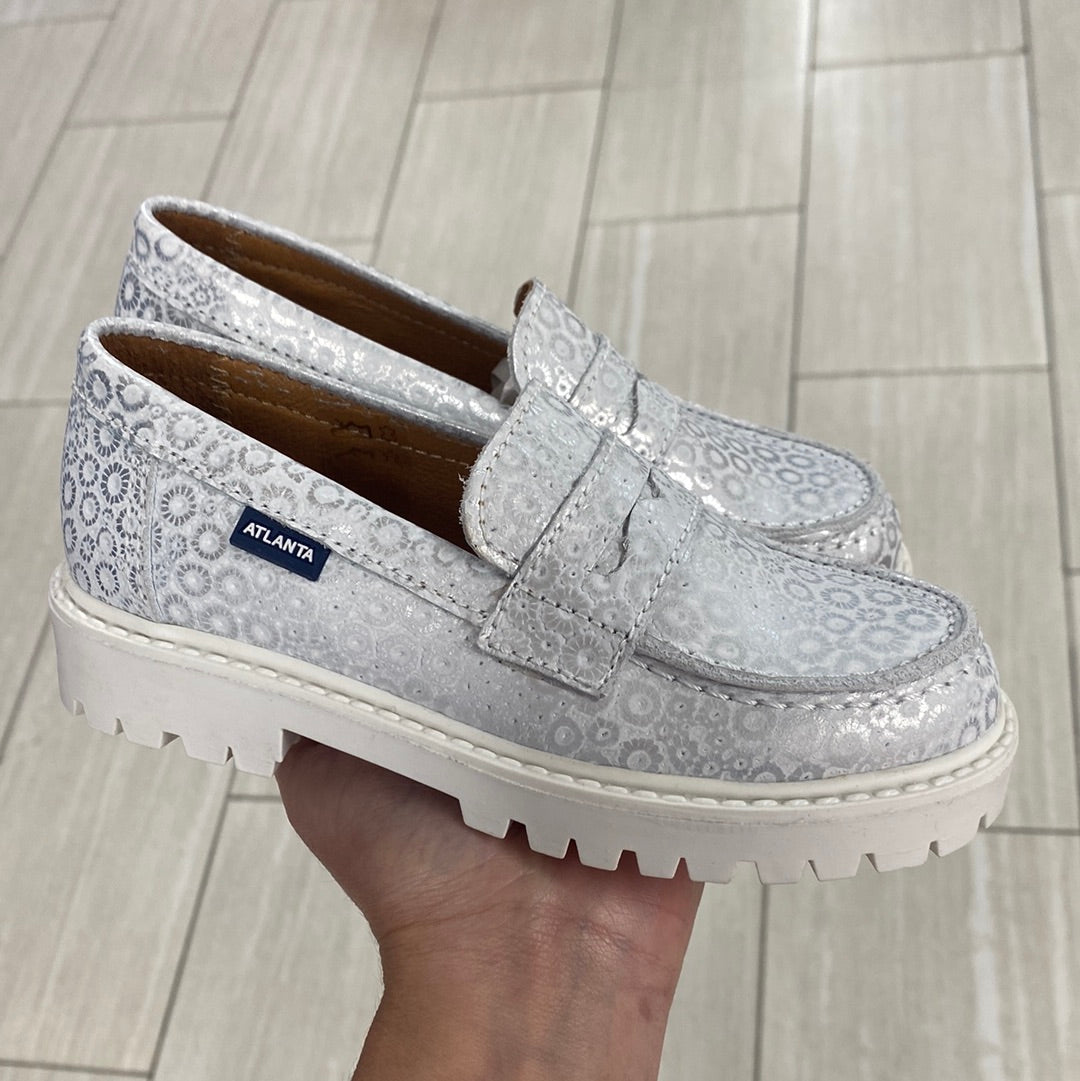 Atlanta Mocassin Silver Sunflower Chunky Penny Loafer-Tassel Children Shoes