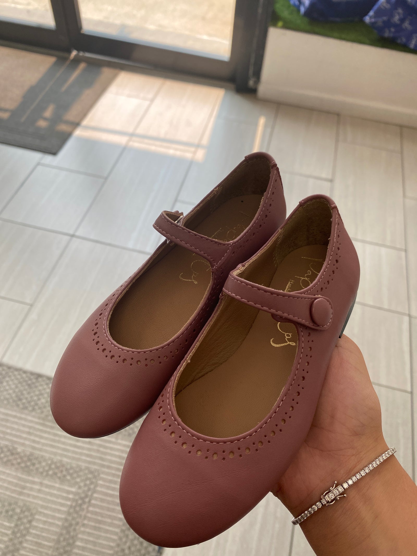 Papanatas Cranberry Leather Mary Jane-Tassel Children Shoes