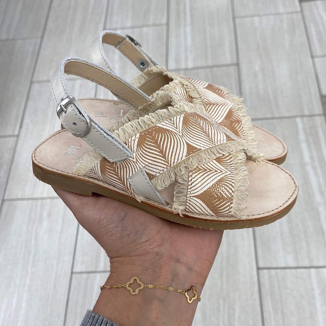 Manuela Taupe Fringe Sandal-Tassel Children Shoes
