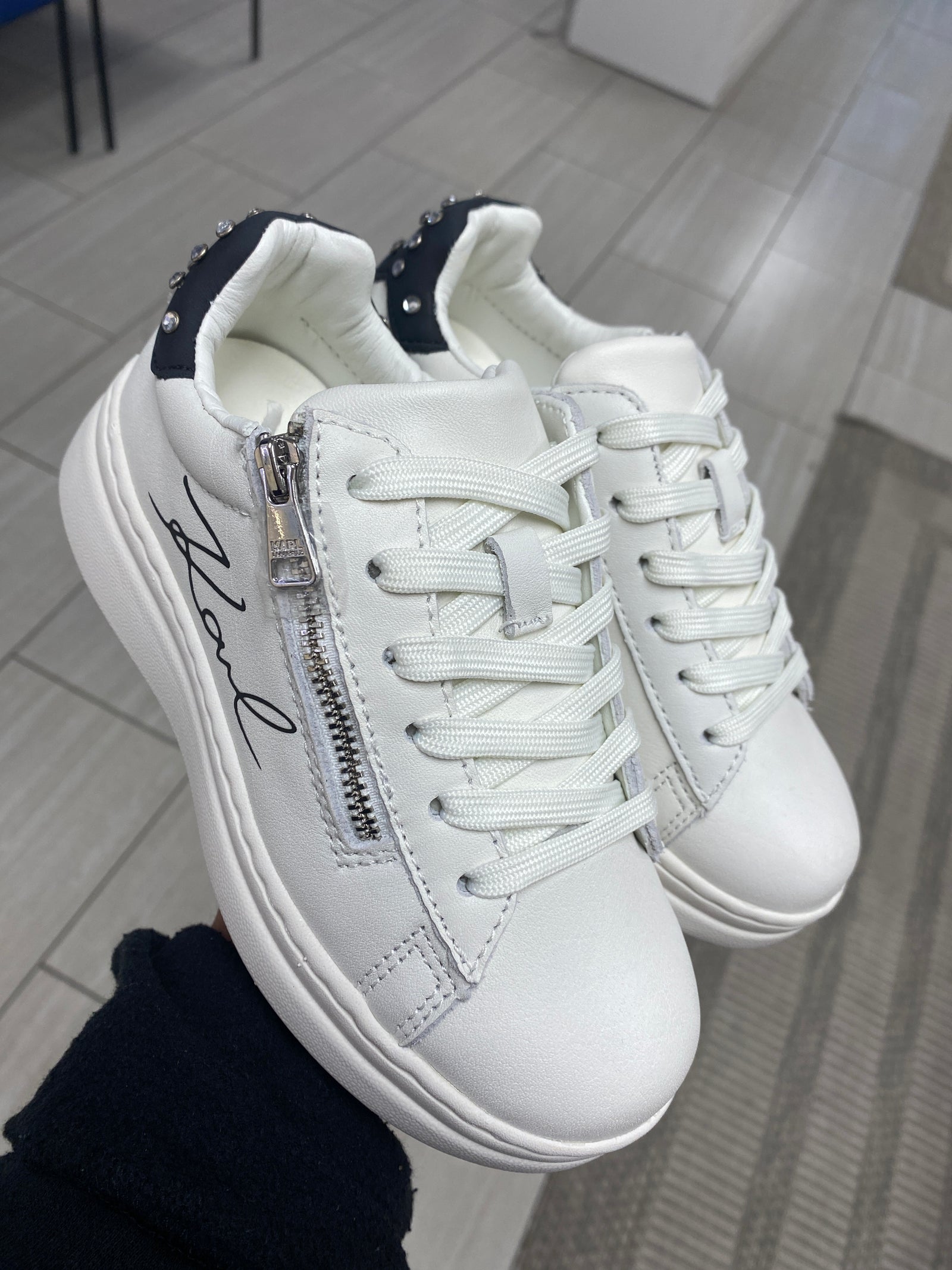 Karl Lagerfeld White Logo Sneaker-Tassel Children Shoes