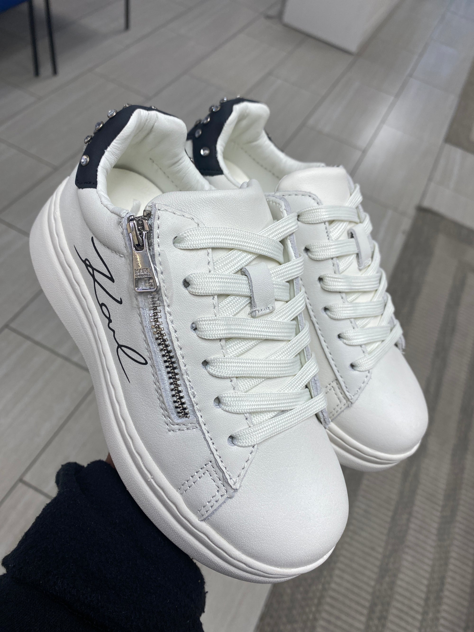 Karl Lagerfeld White Logo Sneaker-Tassel Children Shoes