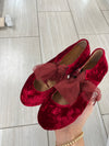 Papanatas Red Velvet Bow Shoe-Tassel Children Shoes