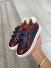 Atlanta Mocassin Burgundy Patent Heart Velcro Sneaker-Tassel Children Shoes