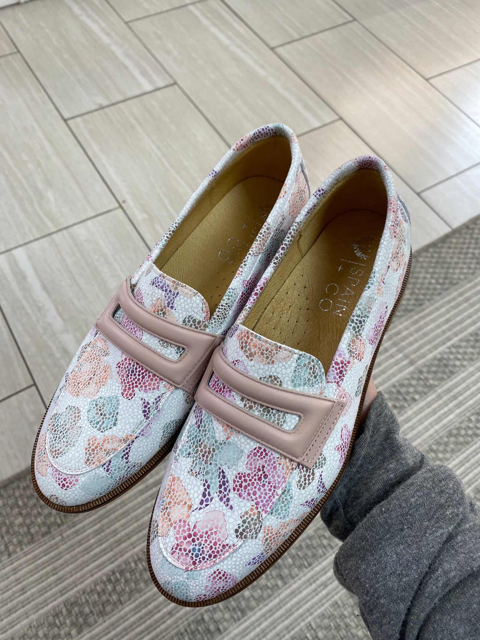 Spain+Co Pink Floral Penny Loafer-Tassel Children Shoes