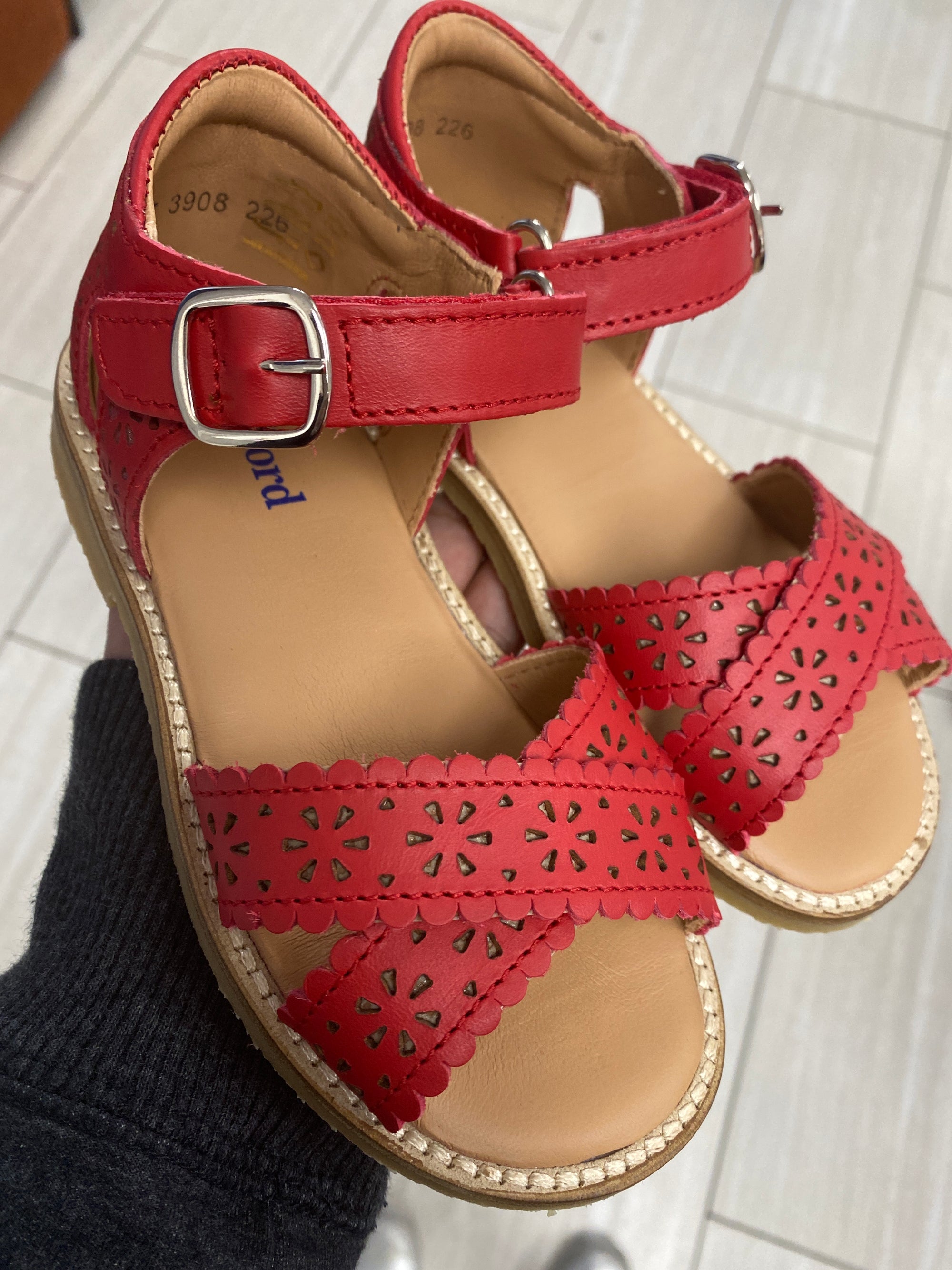 Petit Nord Poppy Red Criss Cross Sandal-Tassel Children Shoes