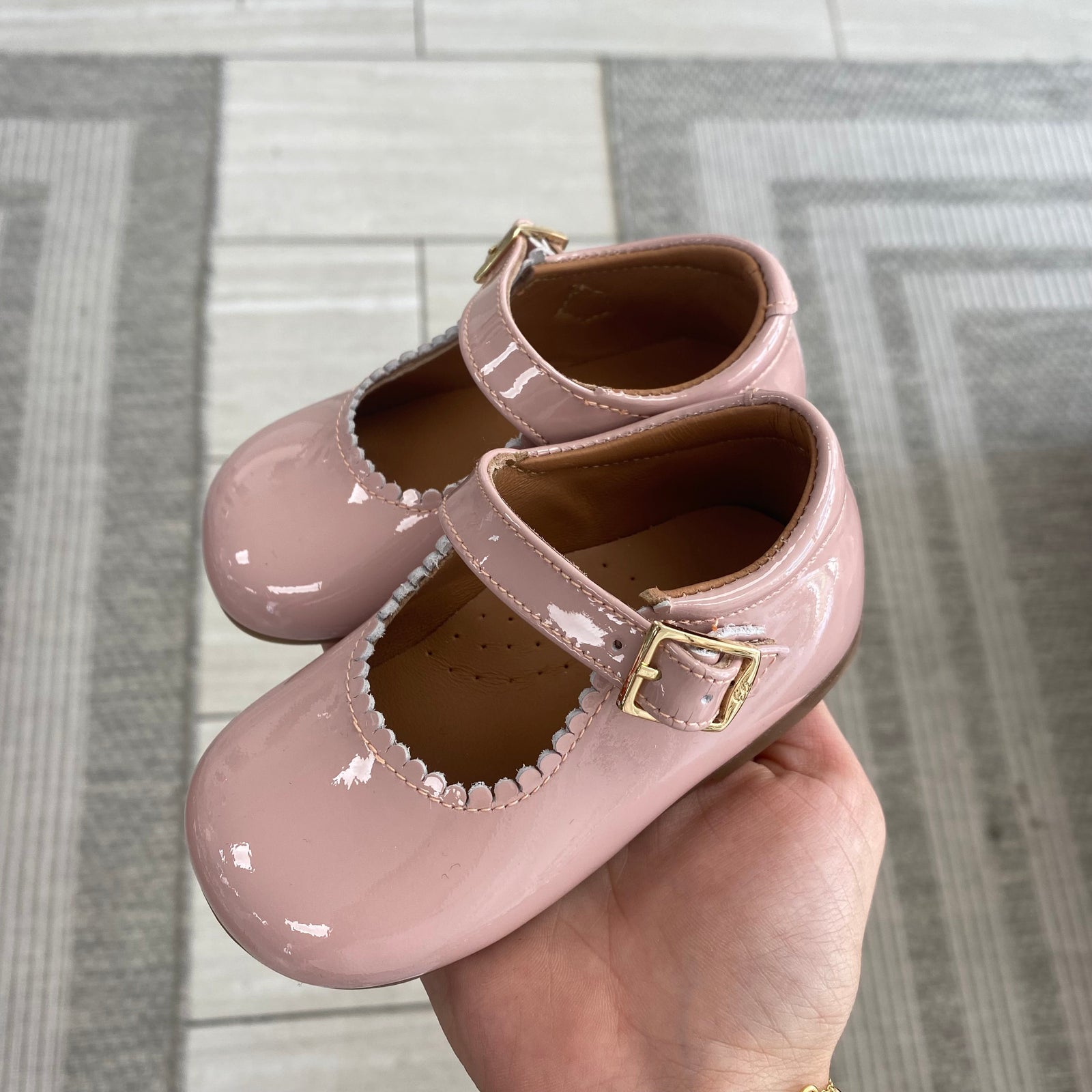 Papanatas Pink Patent Scalloped Baby Shoe-Tassel Children Shoes