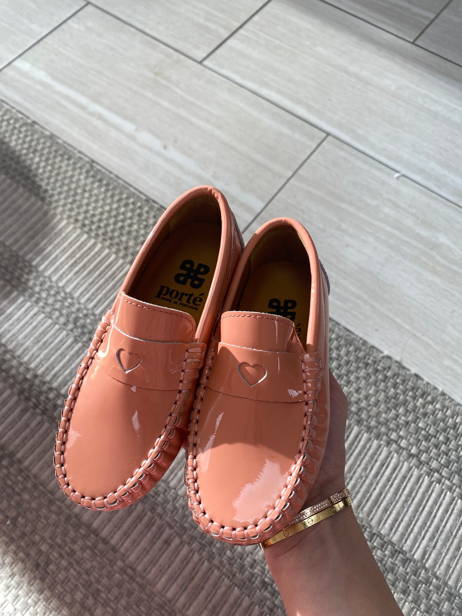 Porte Papaya Heart Patent Patent Loafer-Tassel Children Shoes