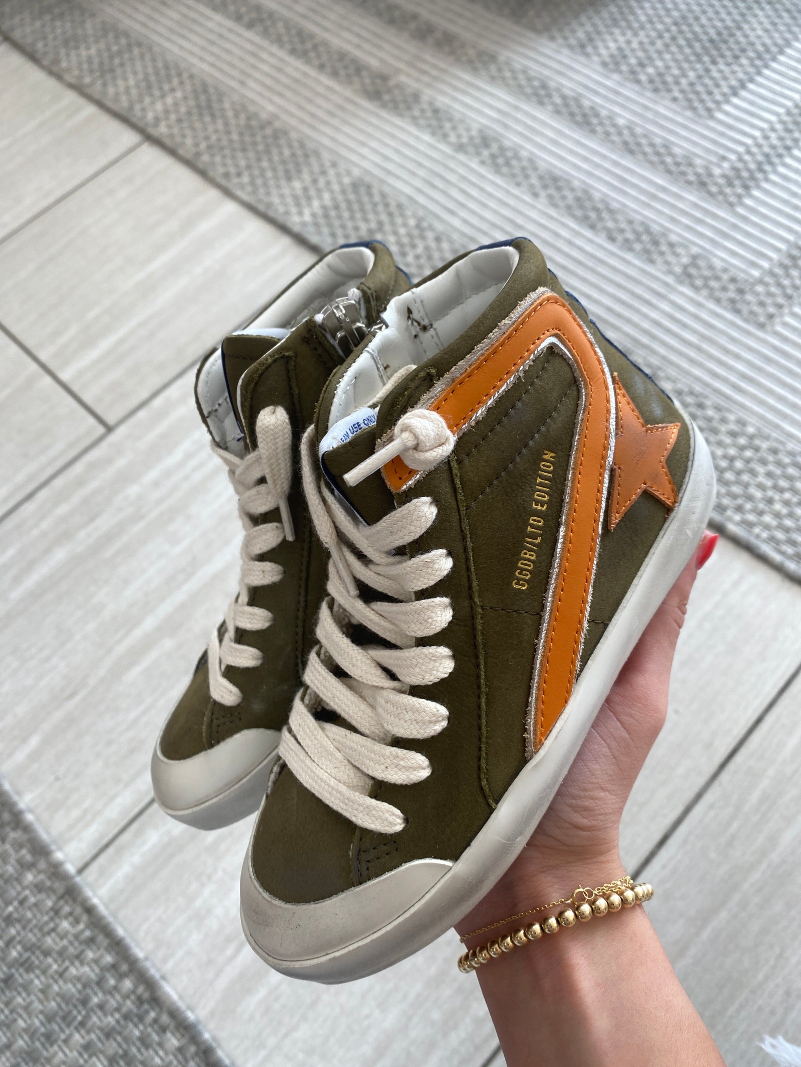 Bonpoint X Golden Goose Hunter Orange Hi Top Sneaker-Tassel Children Shoes