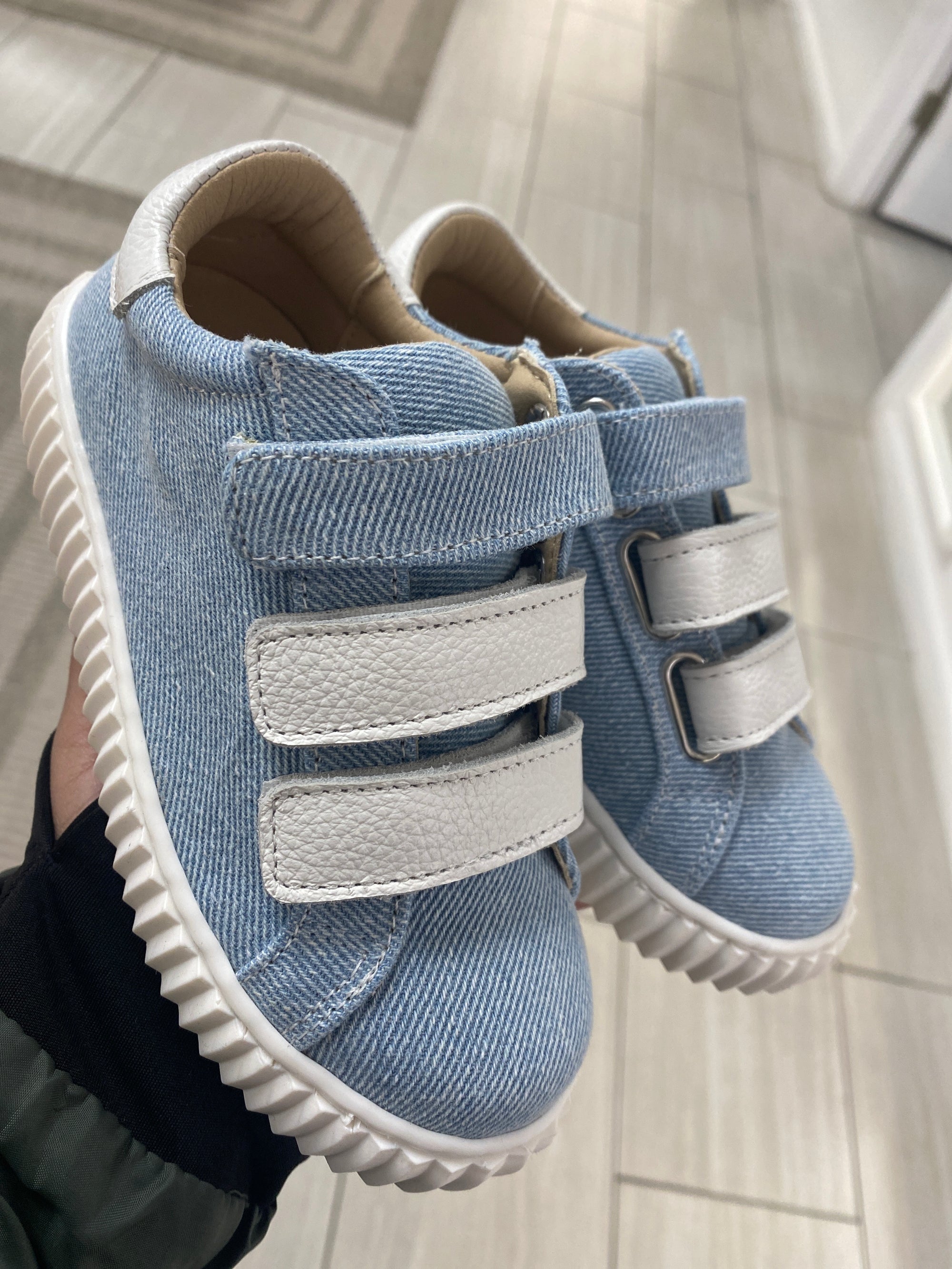 Blublonc Denim Velcro Sneaker-Tassel Children Shoes