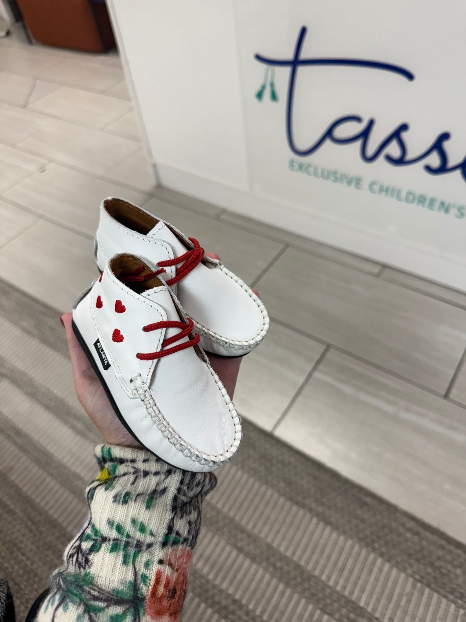 Atlanta Mocassin White Hearts Baby Bootie-Tassel Children Shoes