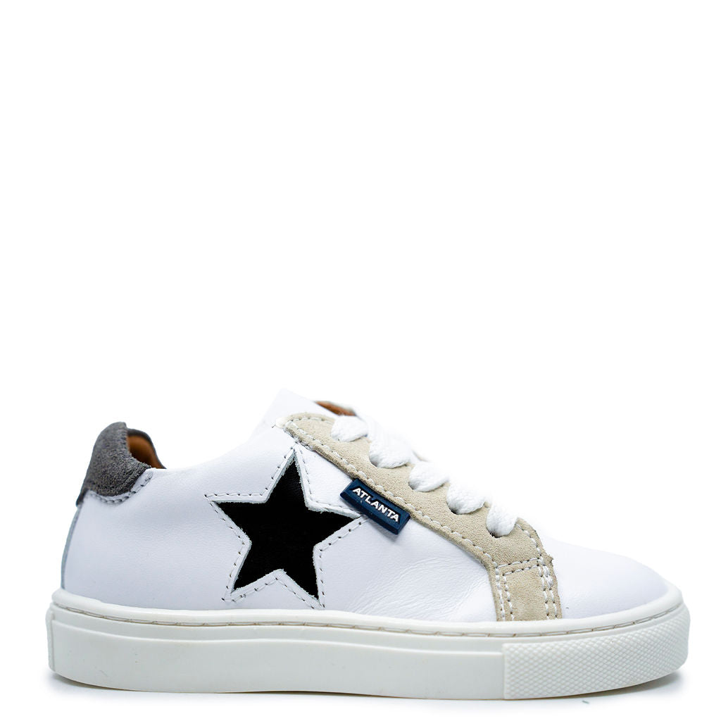 Atlanta Mocassin White and Black Star Sneaker-Tassel Children Shoes