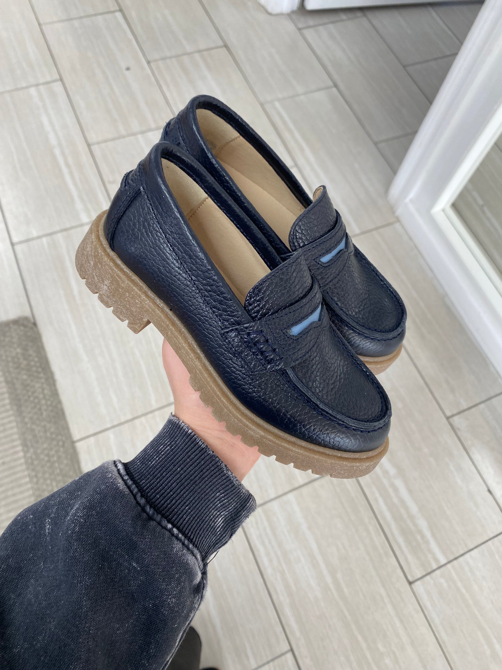 Blublonc Marine Pebbled Chunky Penny Loafer-Tassel Children Shoes